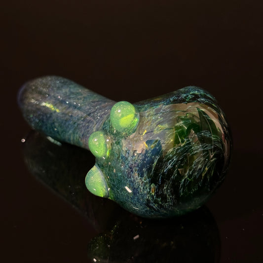 Inside out Sparkle Black & Green Glass Pipe Heady Pipe Hand Blown Extra Thick