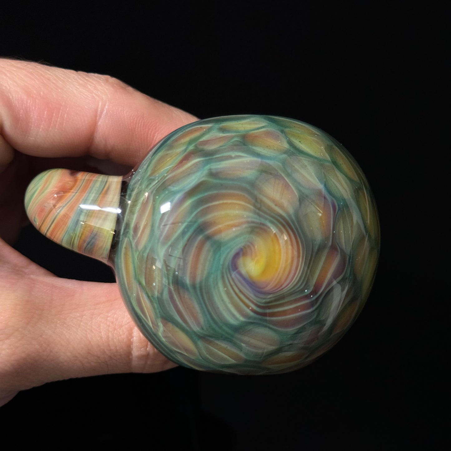 Blue Green Honeycomb Glass Heady Pipe Hand Blown