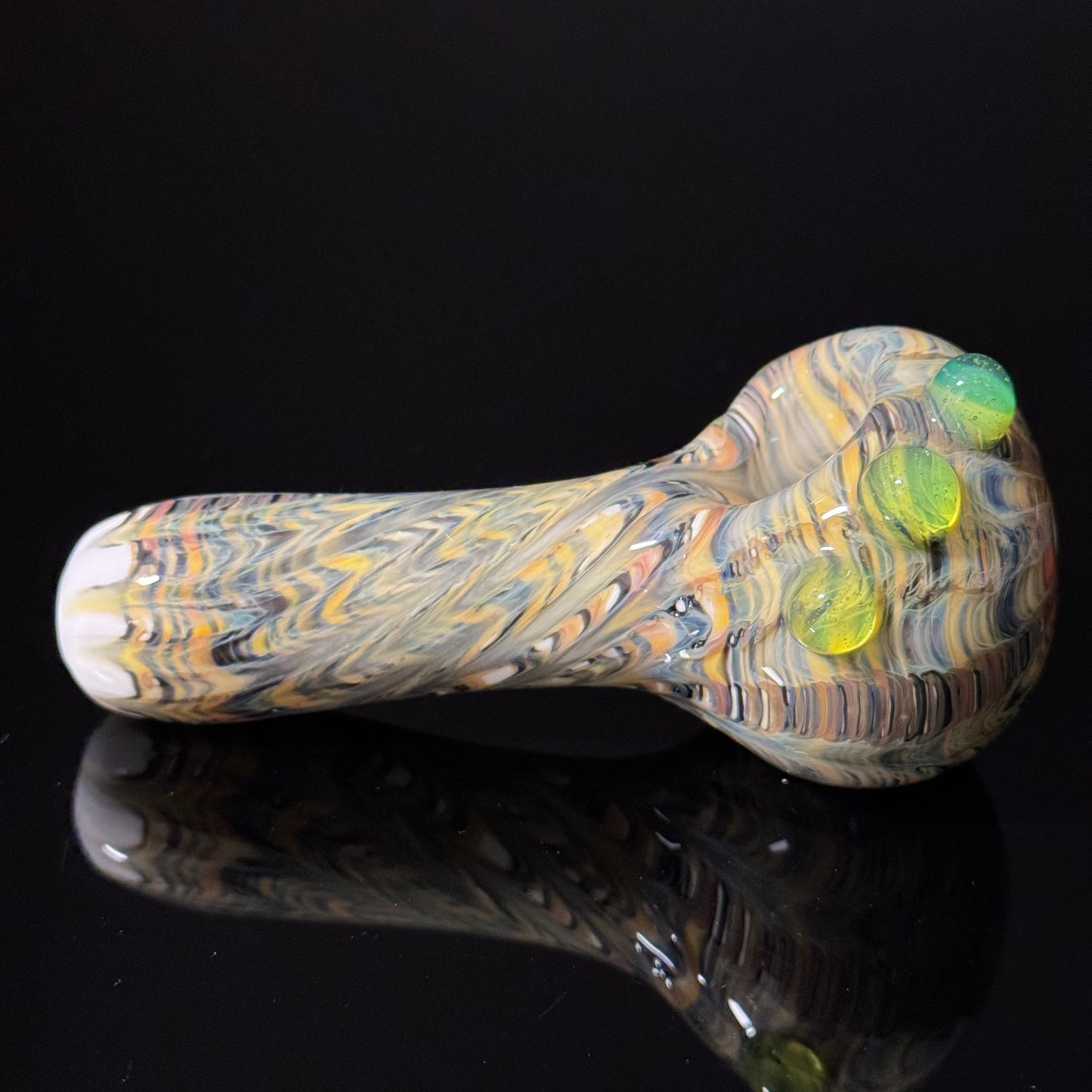 Solid White Pipe with a Multicolor Wrap Heady Hand Blown