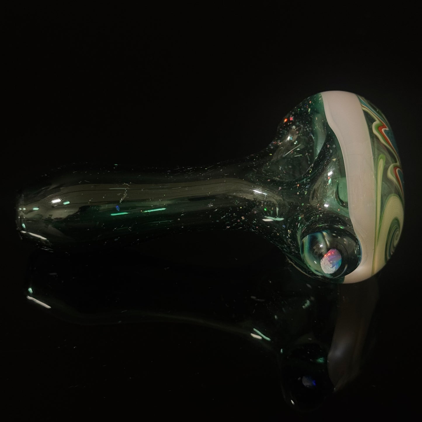 Full Crushed Opal Switchback Glass Pipe, Heady Hand Blown with An Opal