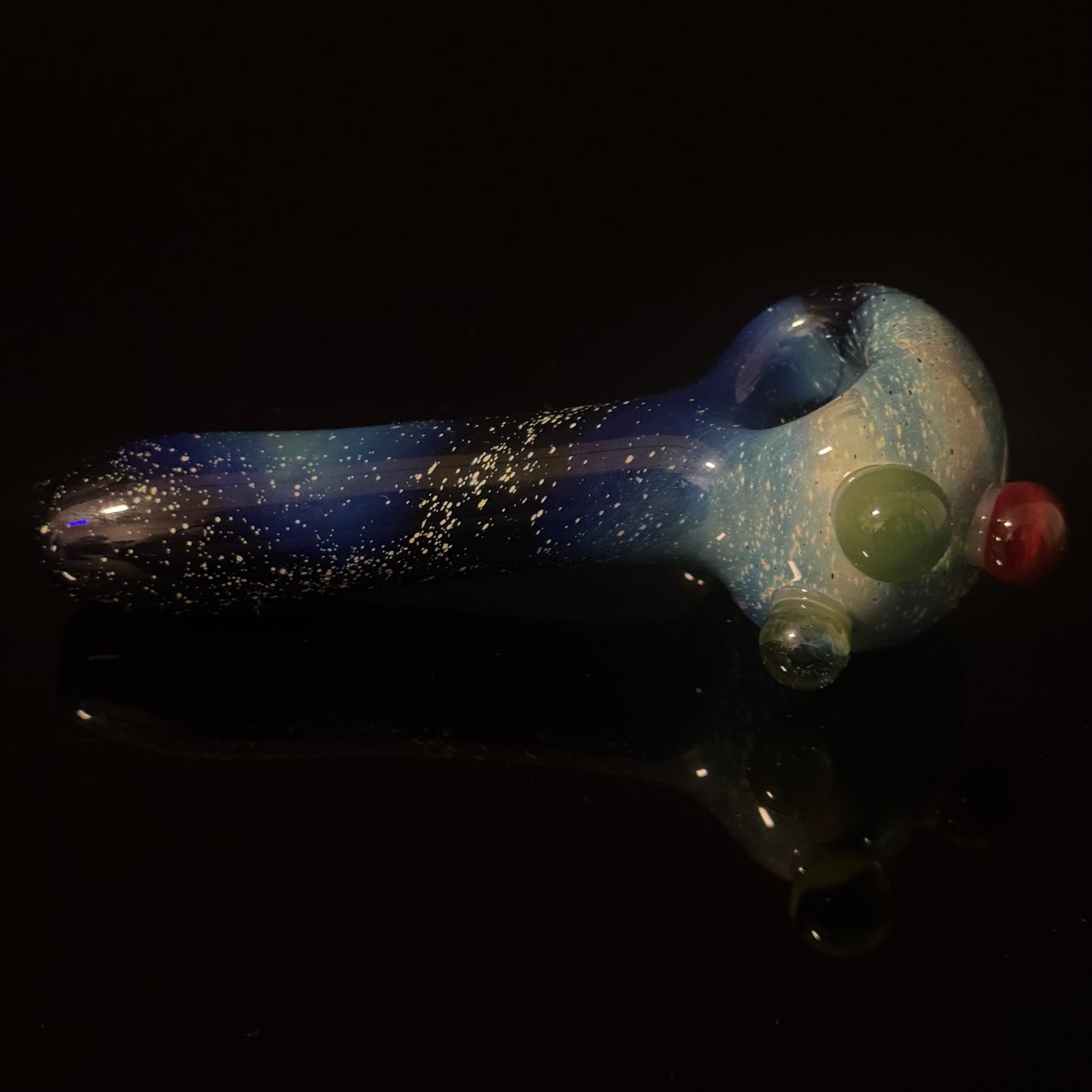 Blue with Slyme Space Galaxy Nebula Glass Pipe Silver Fumed Glass Pipe, Heady Hand Blown