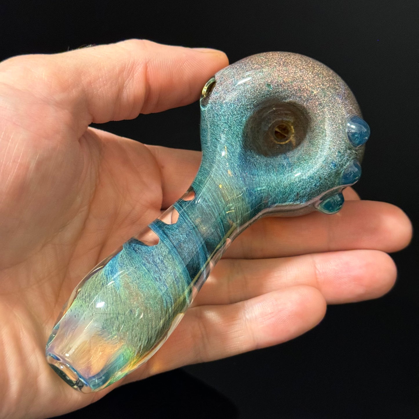 Multicolor Blue Twisted Inside Out Glass Pipe Heady Pipe Hand Blown Extra Thick