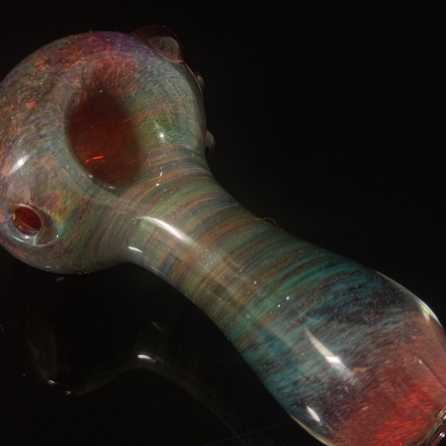 Heavy Inside out Sparkle Blue & Red Glass Pipe Heady Pipe Hand Blown