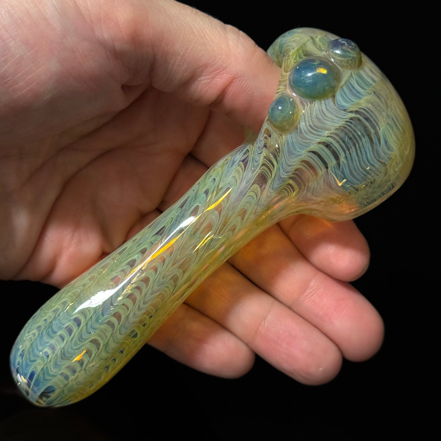 Wrap & Rake Color Changing Glass Heady Pipe Hand Blown