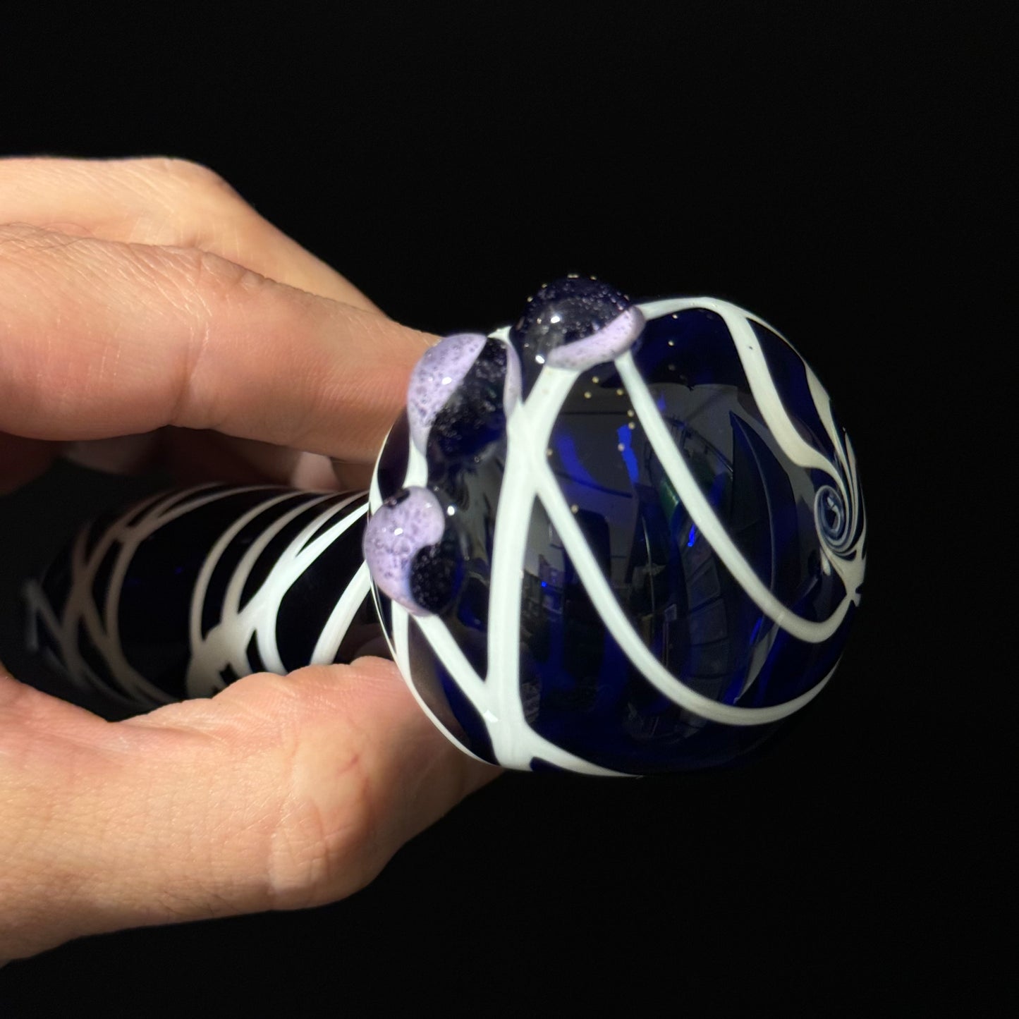 Blue Cobalt Wrapped Color Glass Heady Pipe Hand Blown