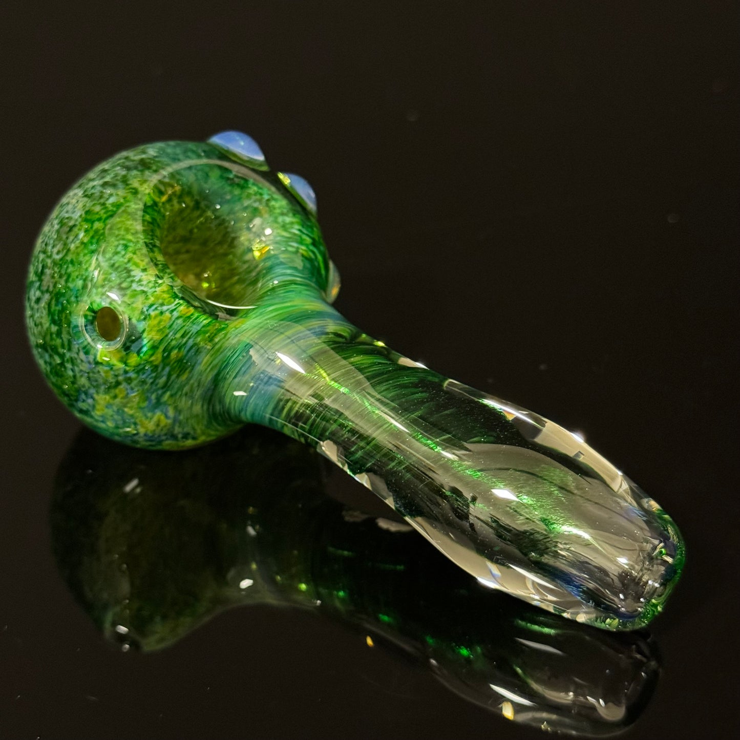 Inside out Black & Green Glass Pipe Heady Pipe Hand Blown Extra Thick