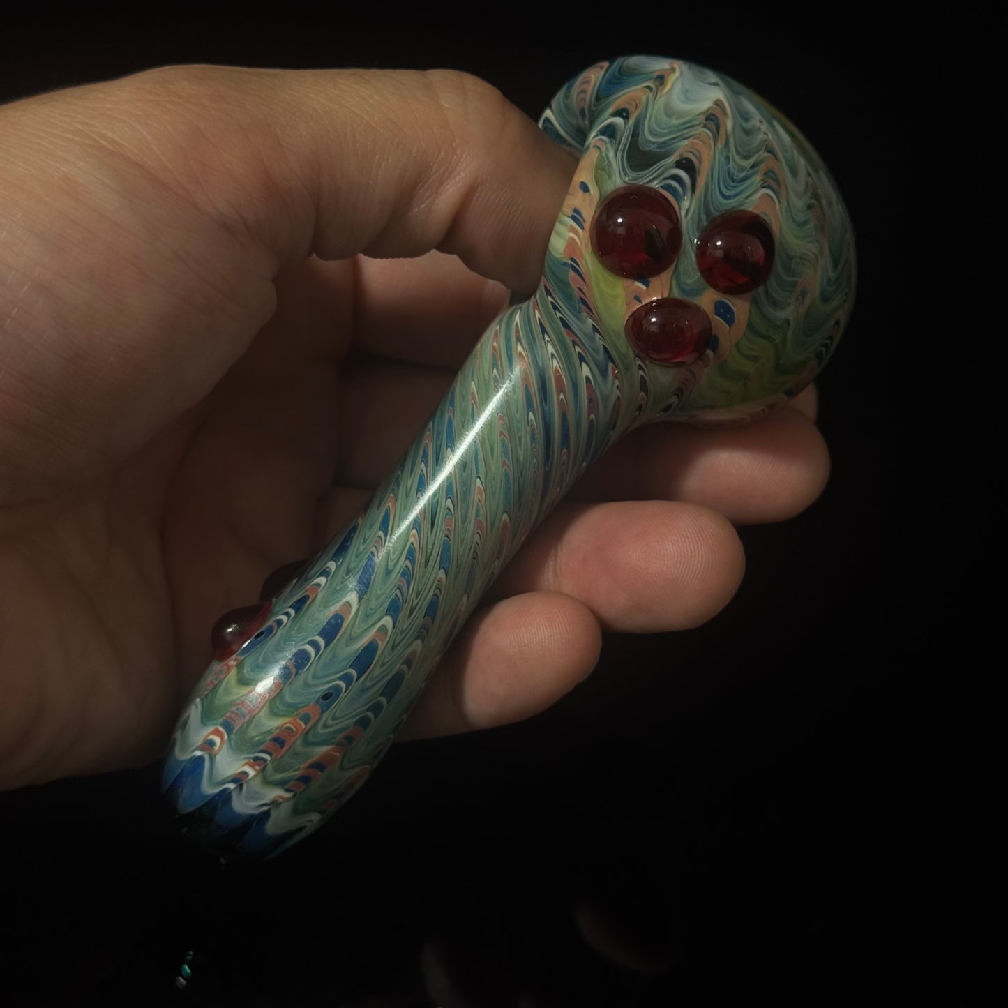 Blue Cobalt Wrapped Color Glass Heady Pipe Hand Blown
