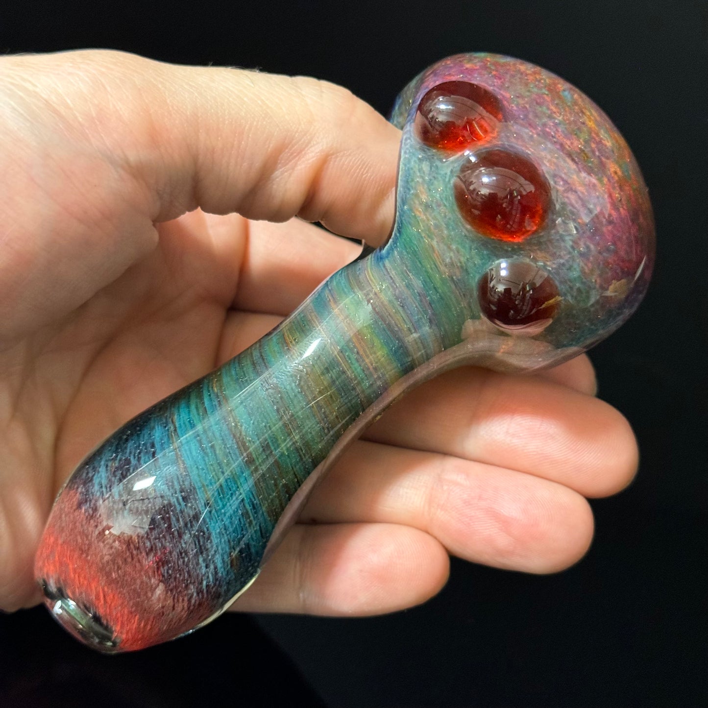 Multicolor Red Inside Out Glass Pipe Heady Pipe Hand Blown Extra Thick