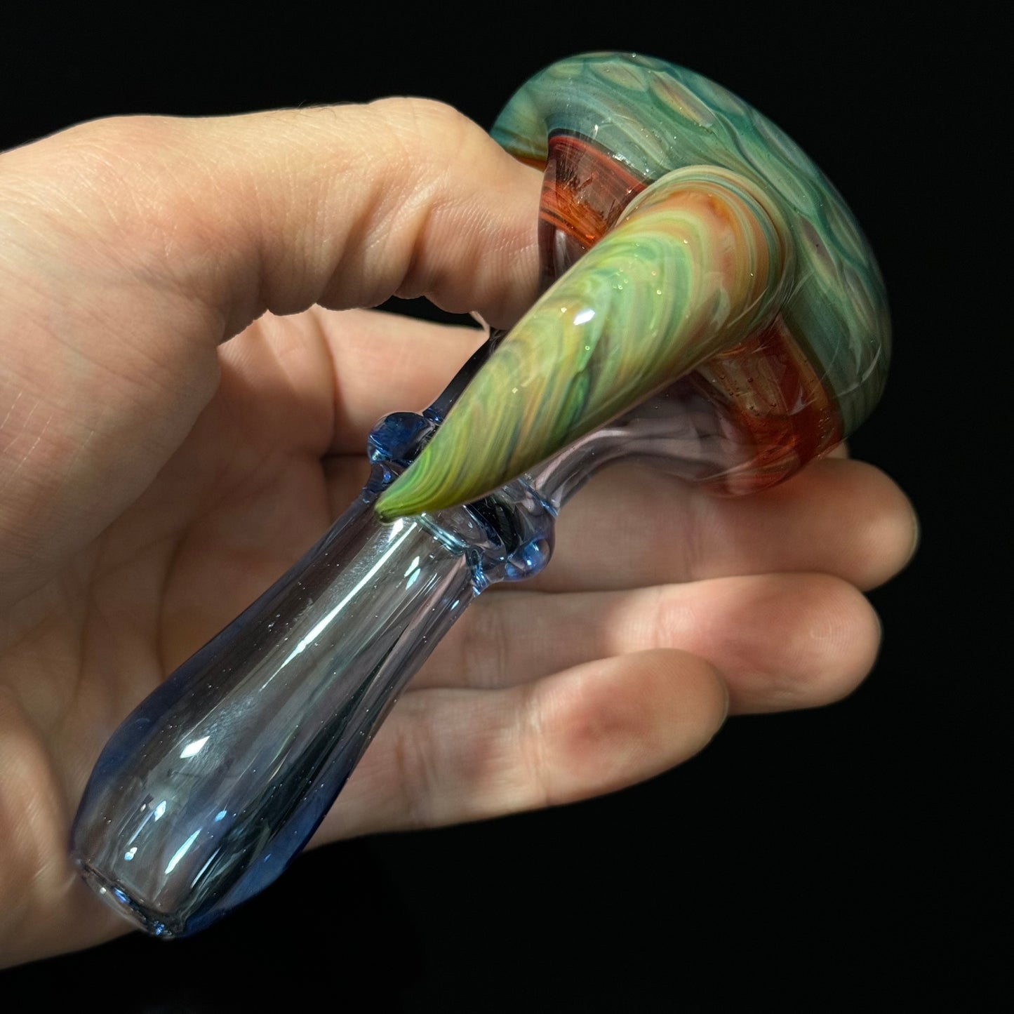 Blue Green Honeycomb Glass Heady Pipe Hand Blown