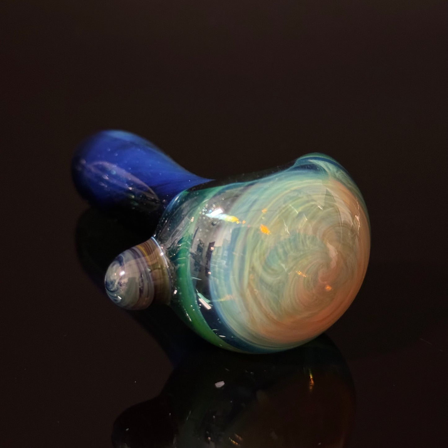 Blue Fumed Cobalt Wrapped Color Glass Heady Pipe Hand Blown