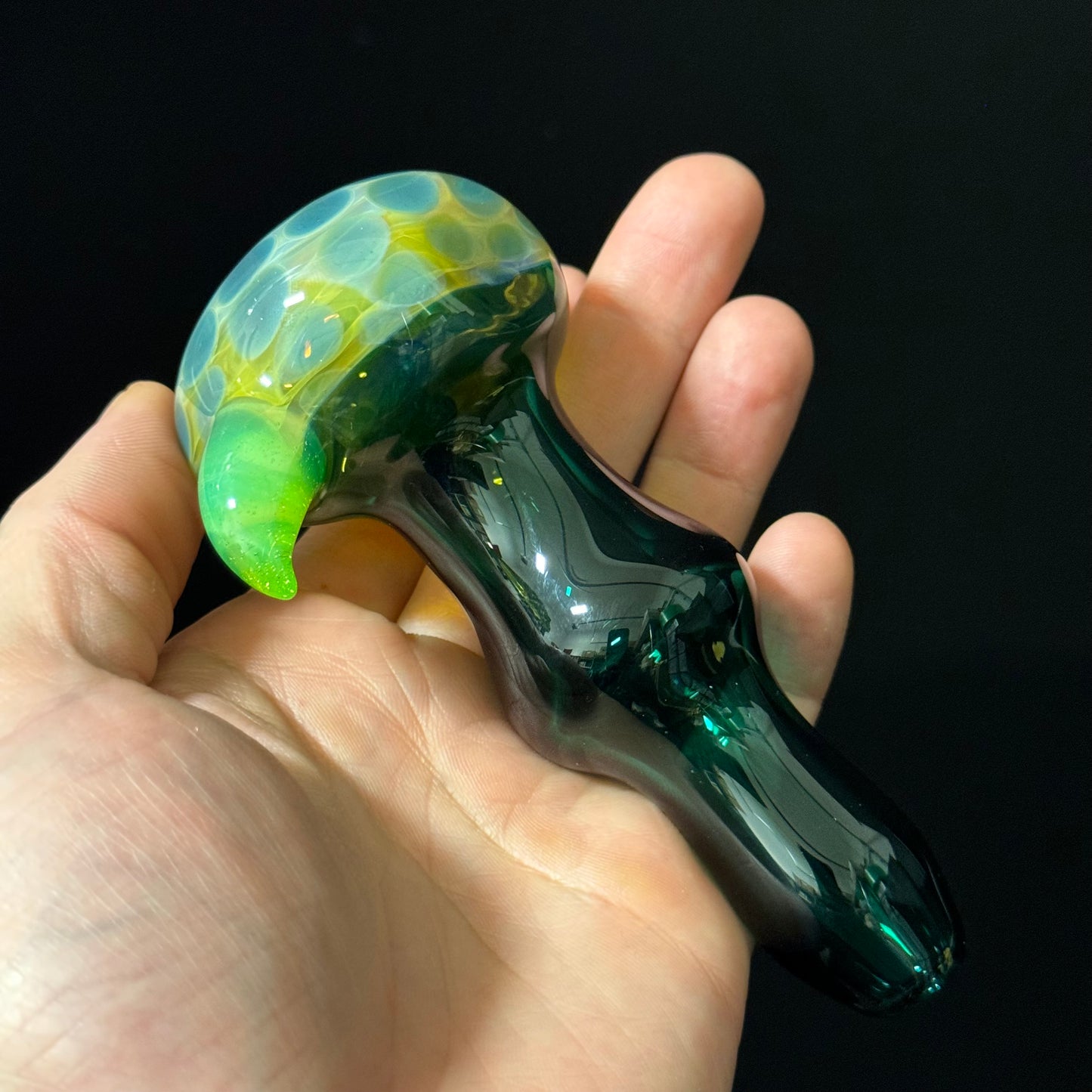 Green Honeycomb Glass Heady Pipe Hand Blown