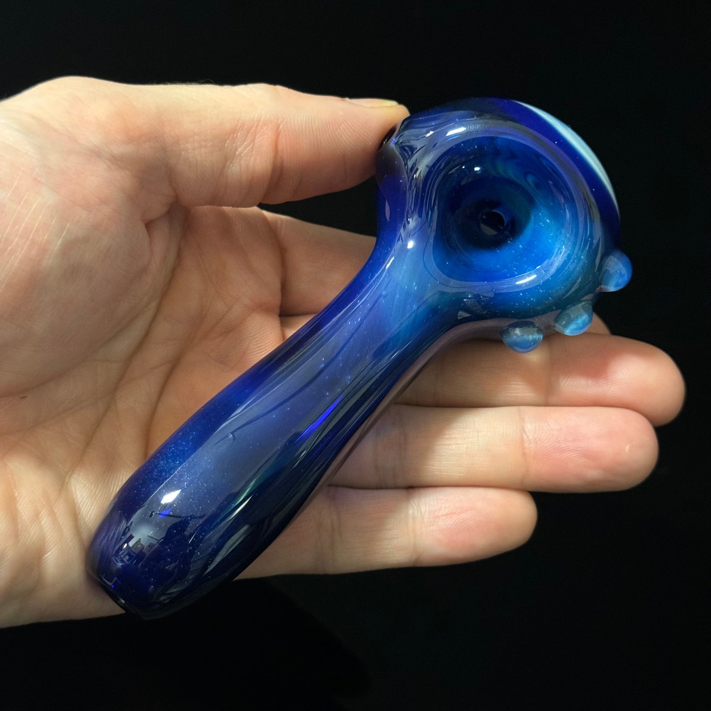 Blue Fumed Cobalt Wrapped Color Glass Heady Pipe Hand Blown