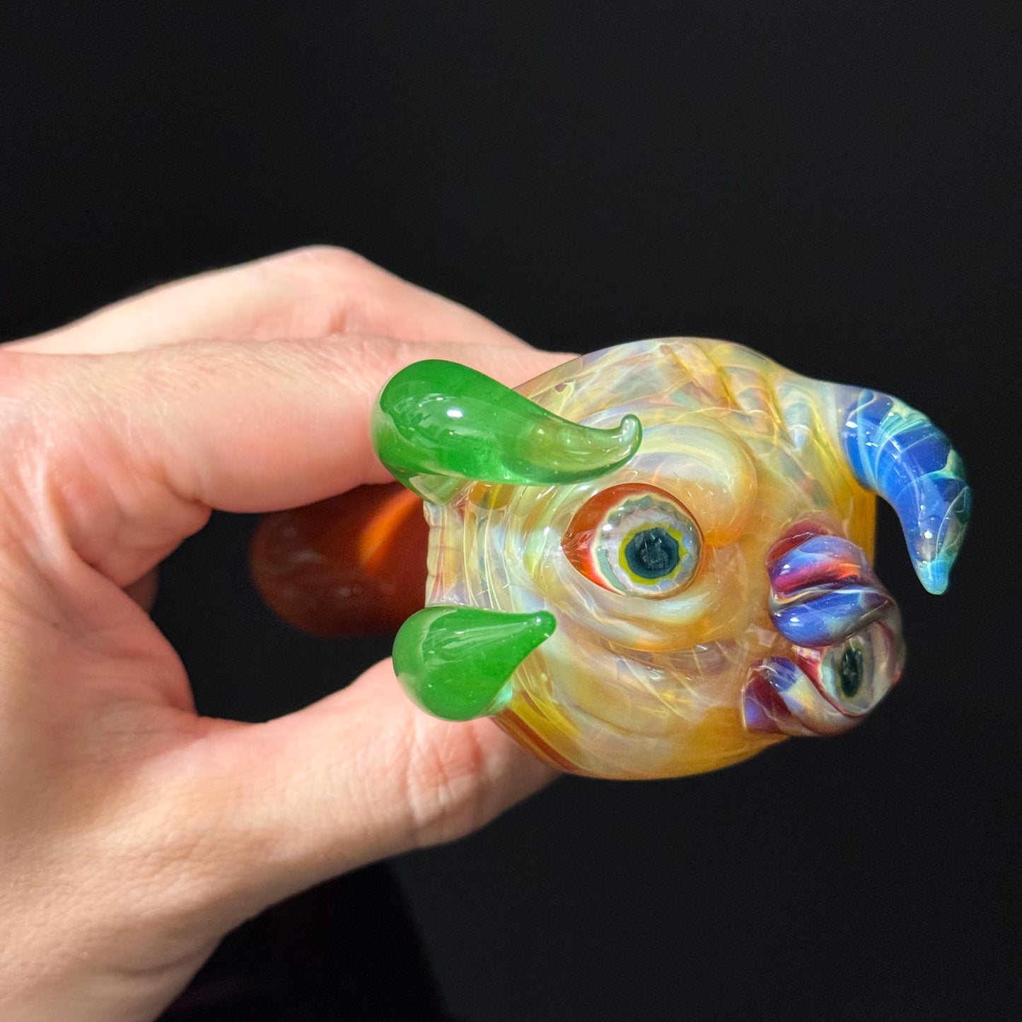 Orange Eyeball Monster Glass Heady Pipe Hand Blown