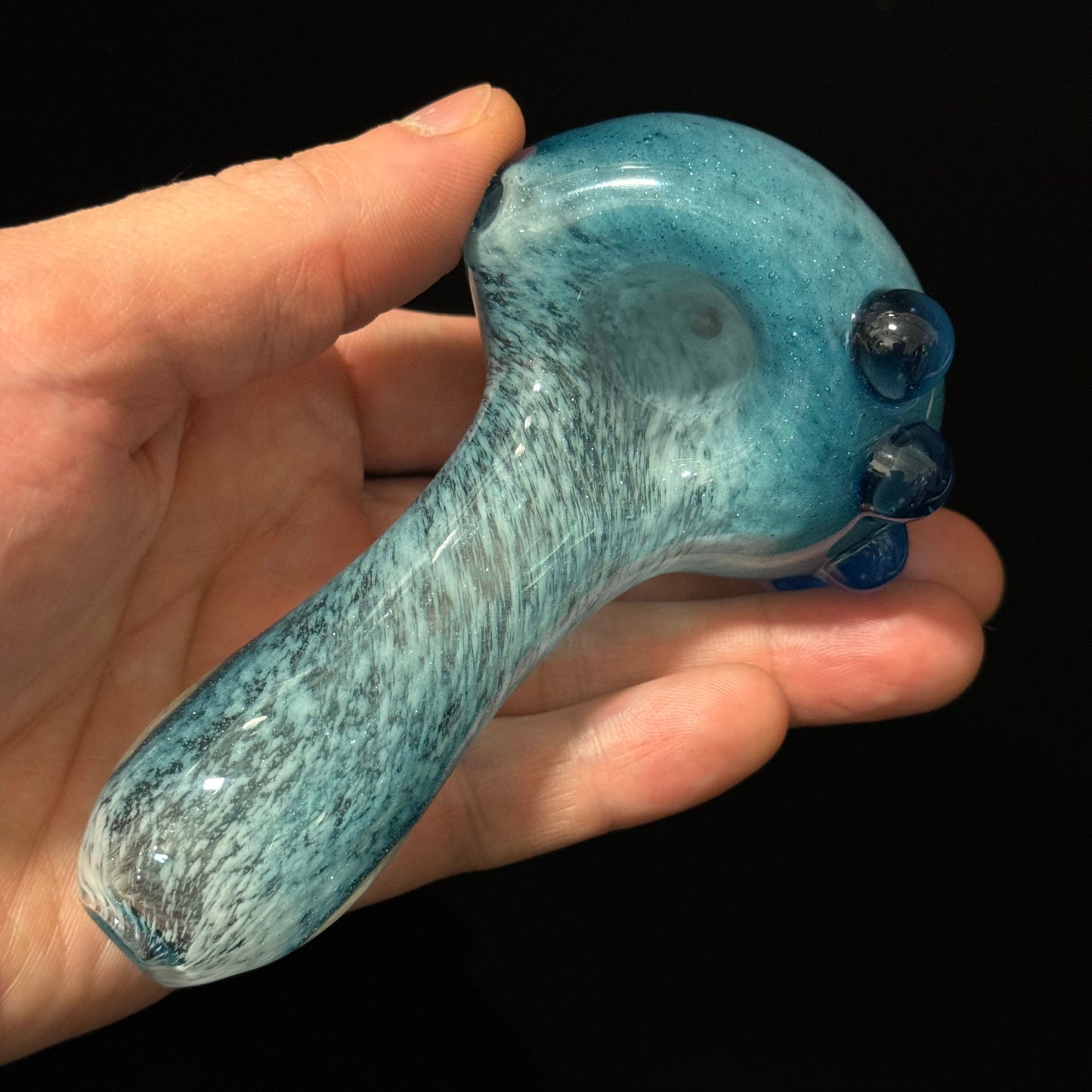 Heavy Inside out Sparkle Blue & White Glass Pipe Heady Pipe Hand Blown