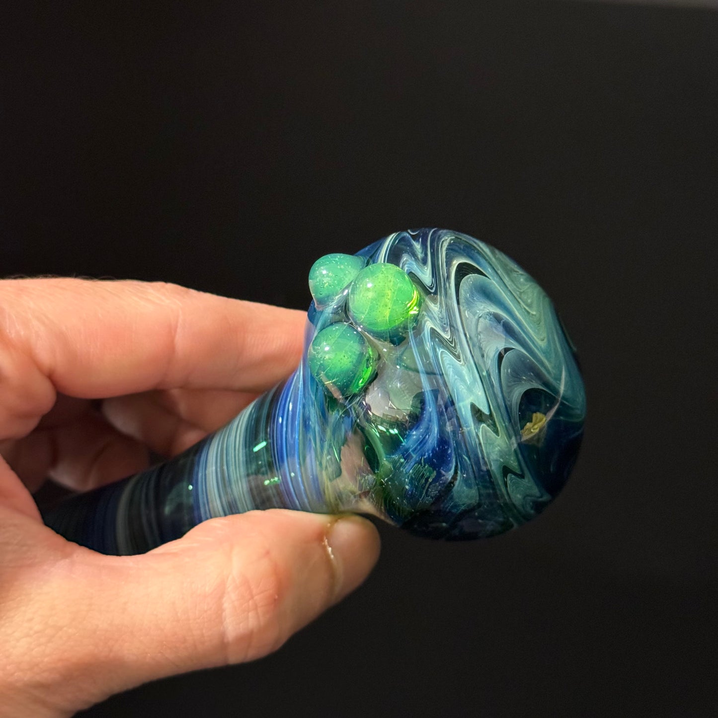 Green Switchback Wigwag Wrapped Glass Pipe Heady Pipe Hand Blown