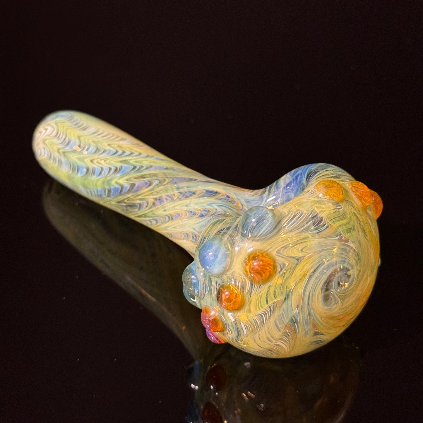 Wrap & Rake Color Changing Glass Heady Pipe Hand Blown