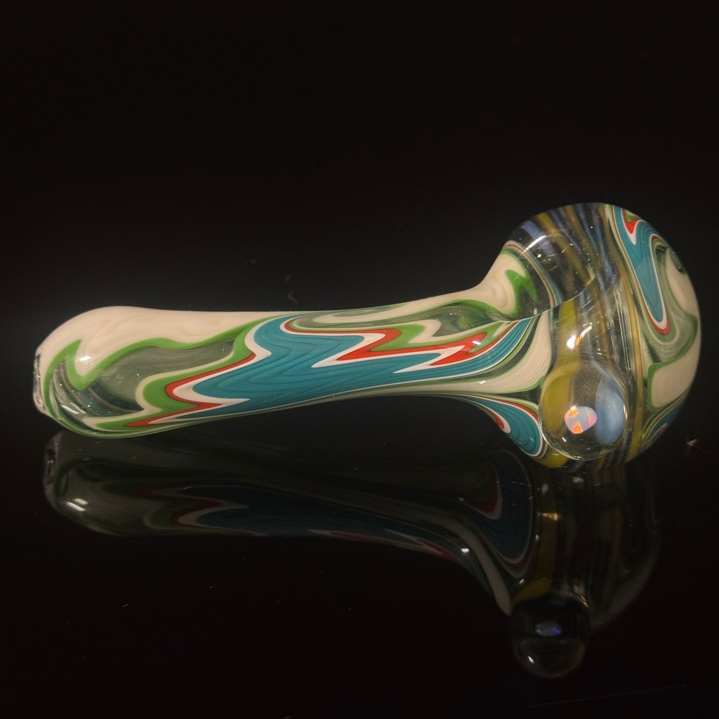 Full Linework Switchback Glass Pipe, Heady Hand Blown with An Opal