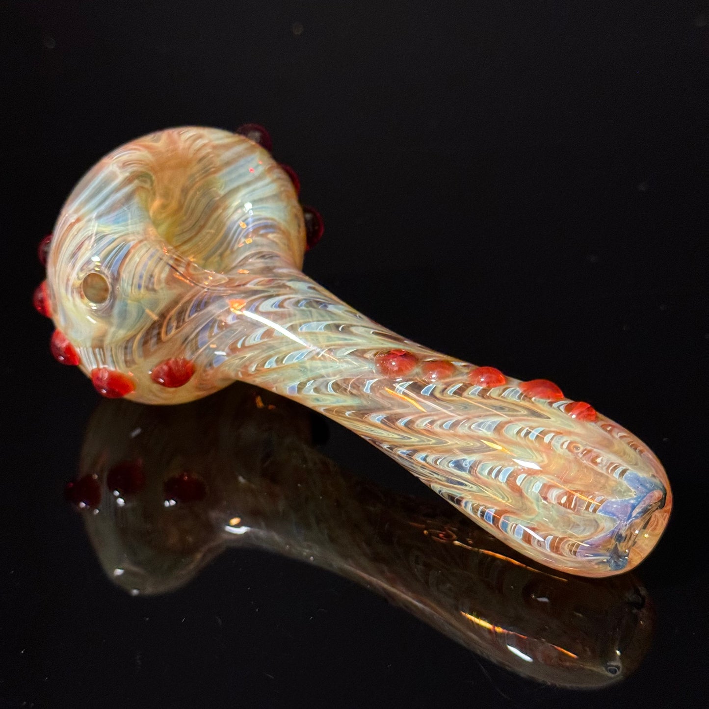 Wrap & Rake Color Changing Glass Heady Pipe Hand Blown