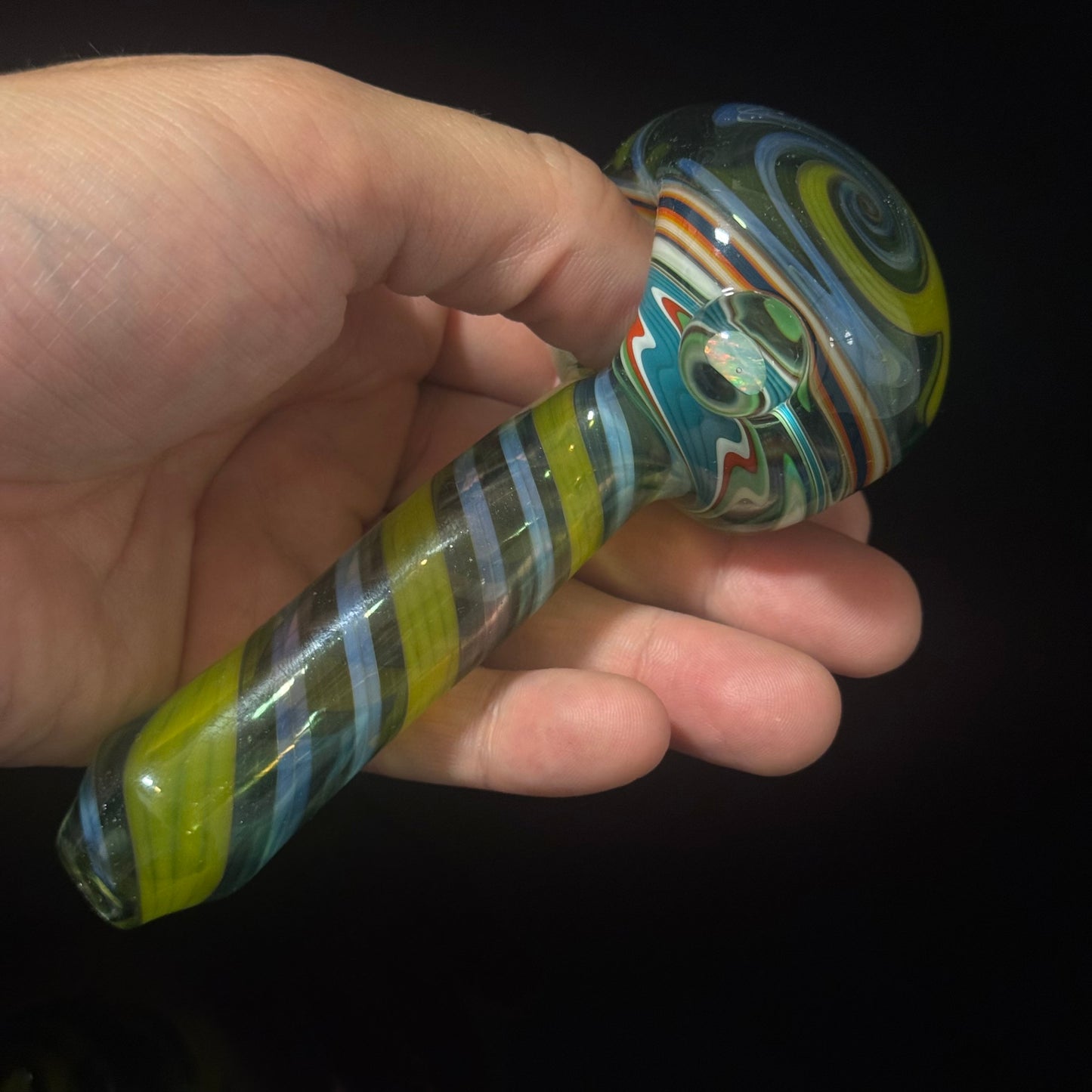 Full Linework Switchback Glass Pipe, Heady Hand Blown with An Opal