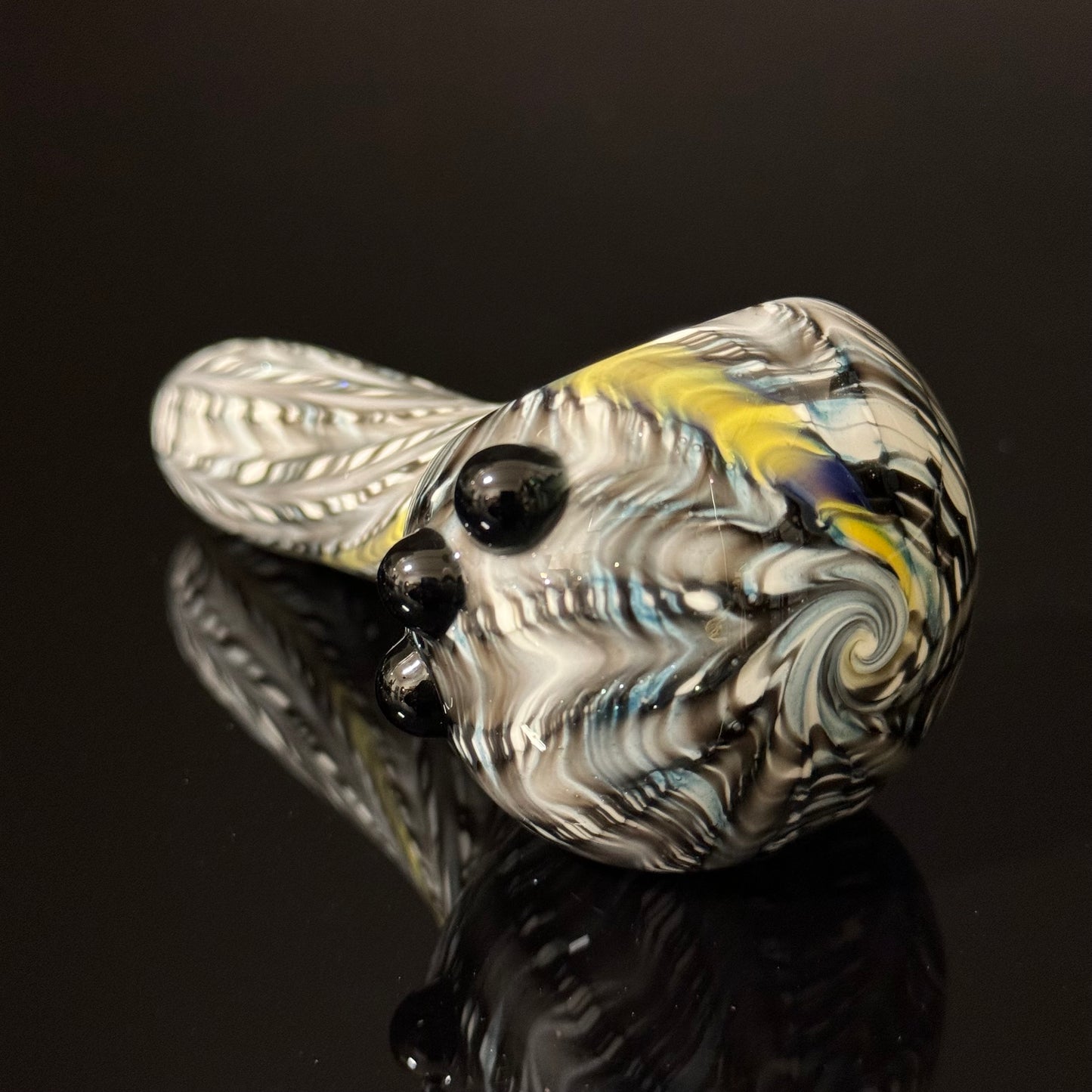 Solid White Pipe with a Multicolor Wrap Heady Hand Blown