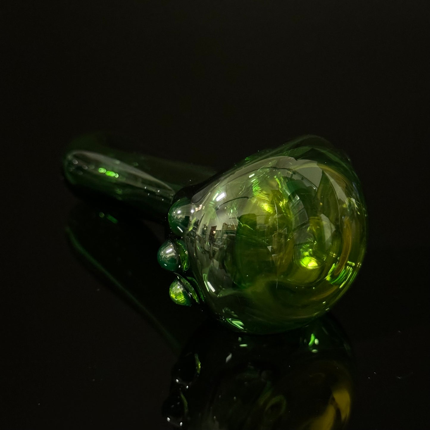 Solid Green Color Glass Heady Pipe Hand Blown