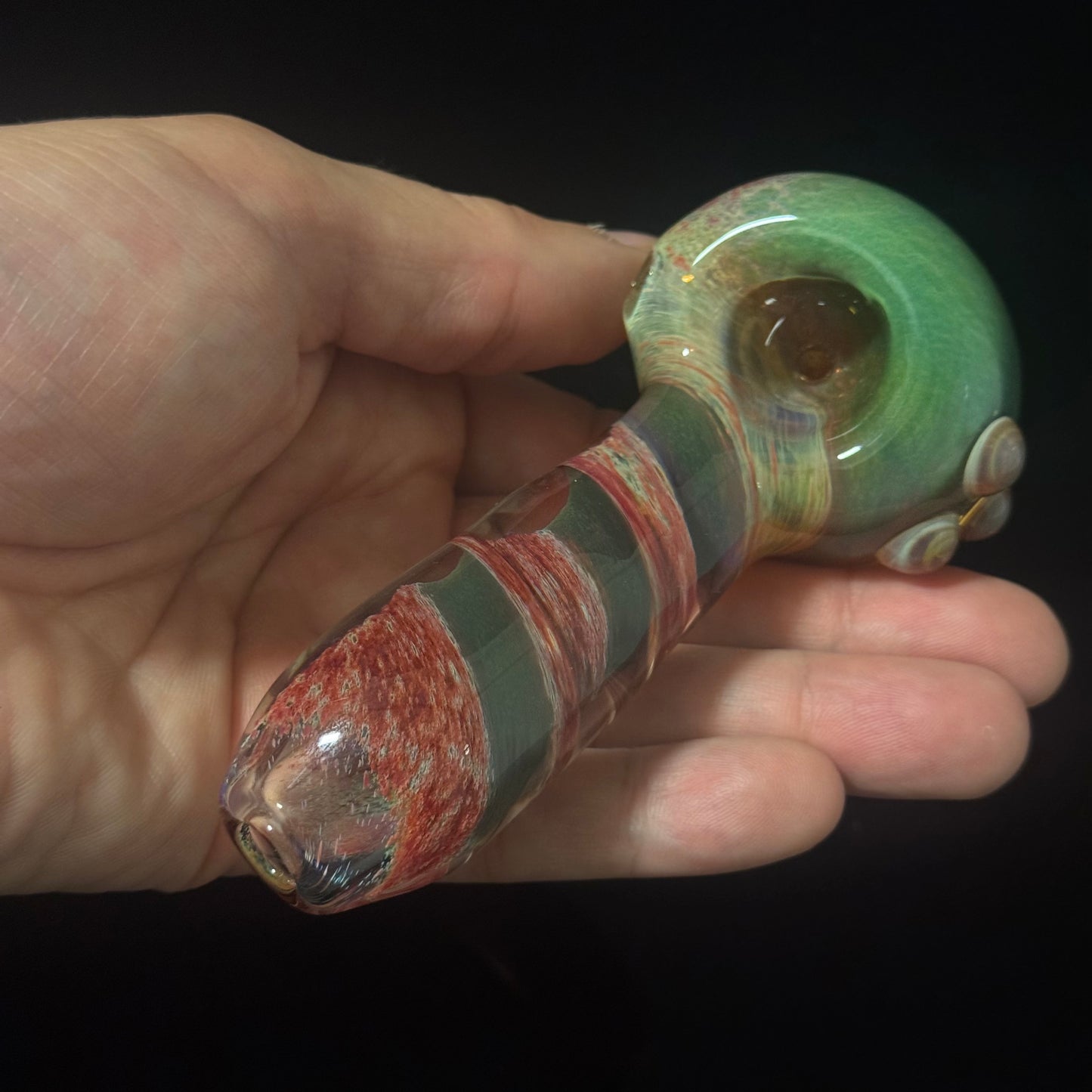 Multicolor Red & Green Twisted Inside Out Glass Pipe Heady Pipe Hand Blown Extra Thick