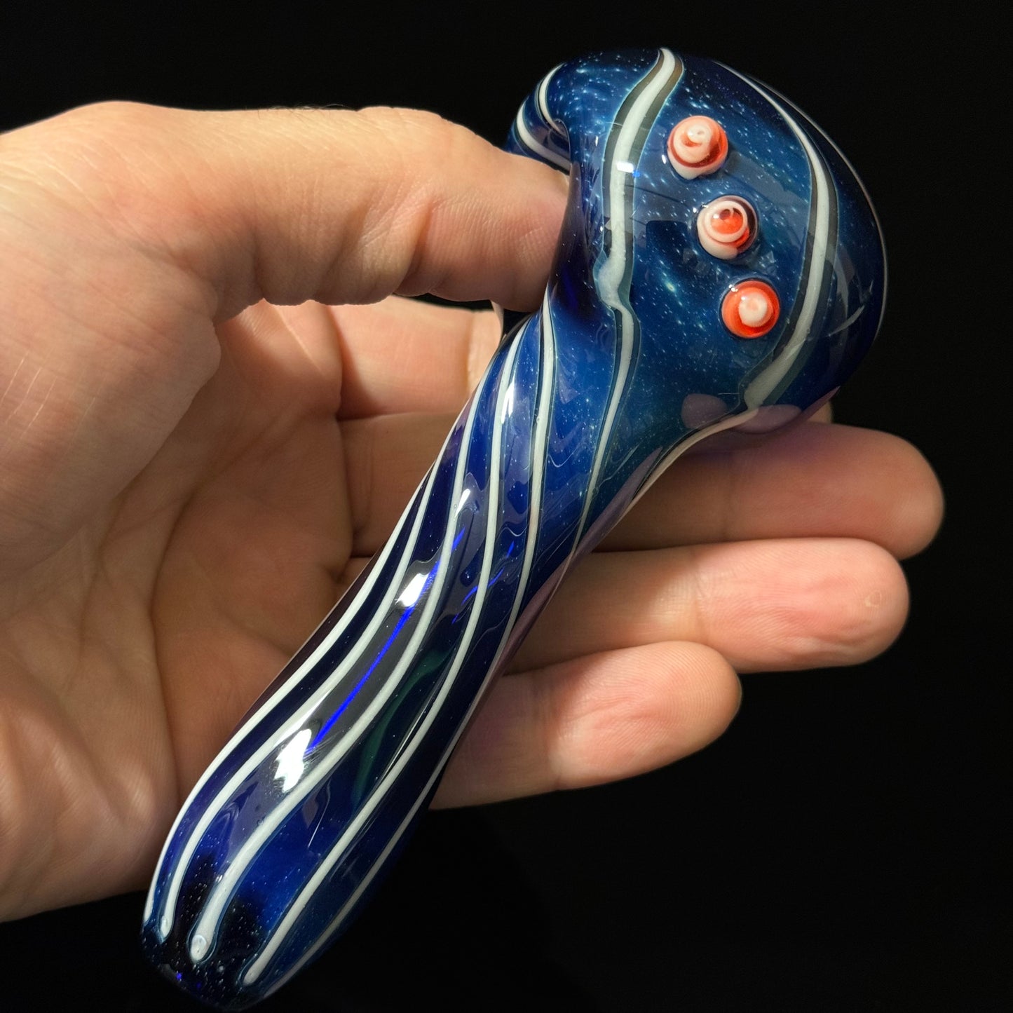 Blue Cobalt Wrapped Color Glass Heady Pipe Hand Blown