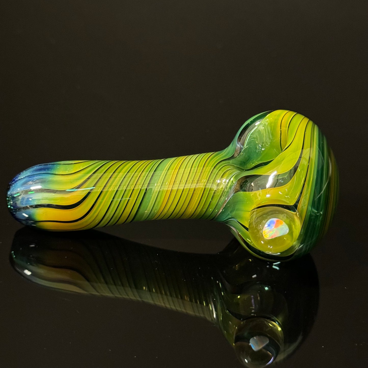 Gilson Opsl on a Green Wrapped Glass Pipe Heady Pipe Hand Blown