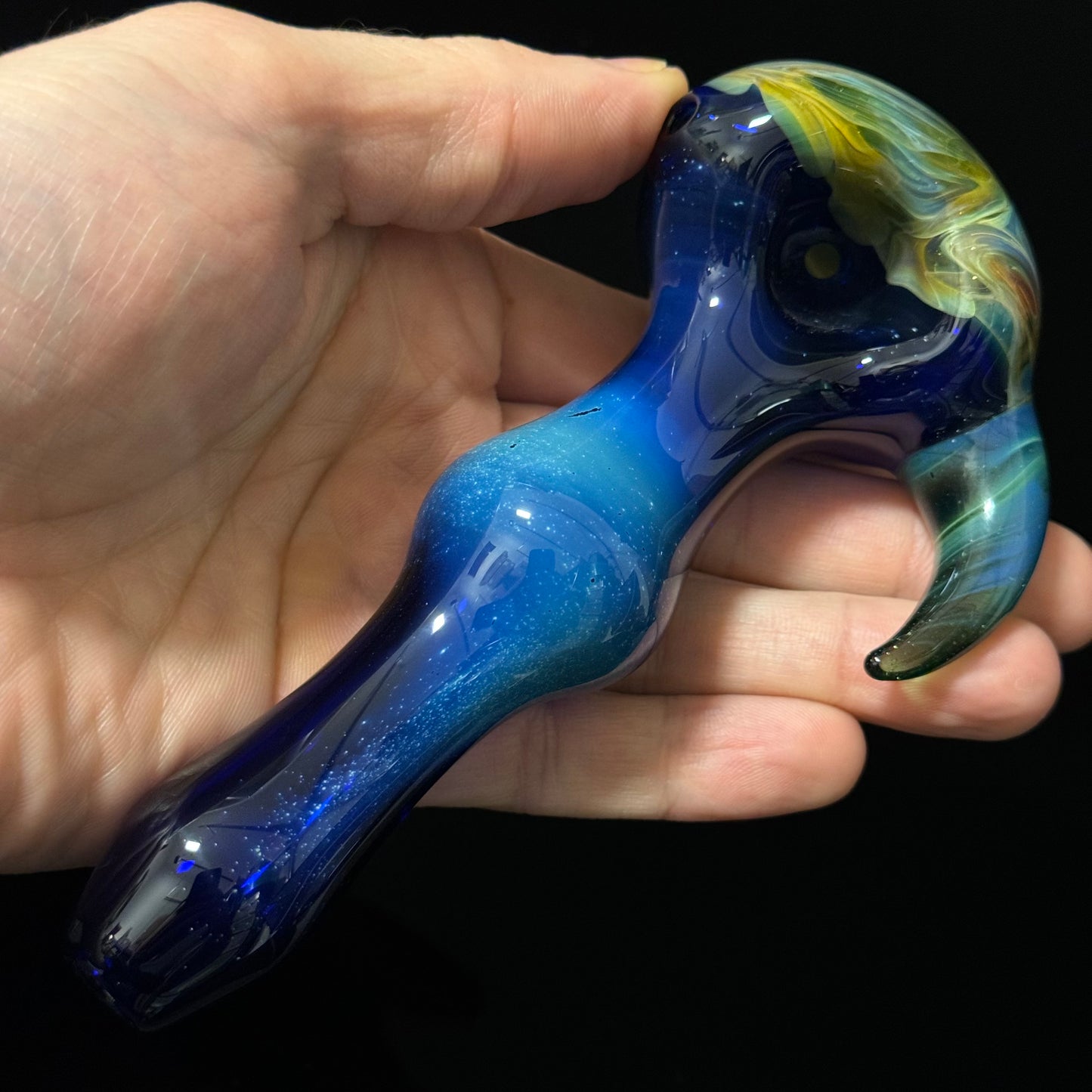 Blue Purple Marbeling affect Glass Heady Pipe Hand Blown