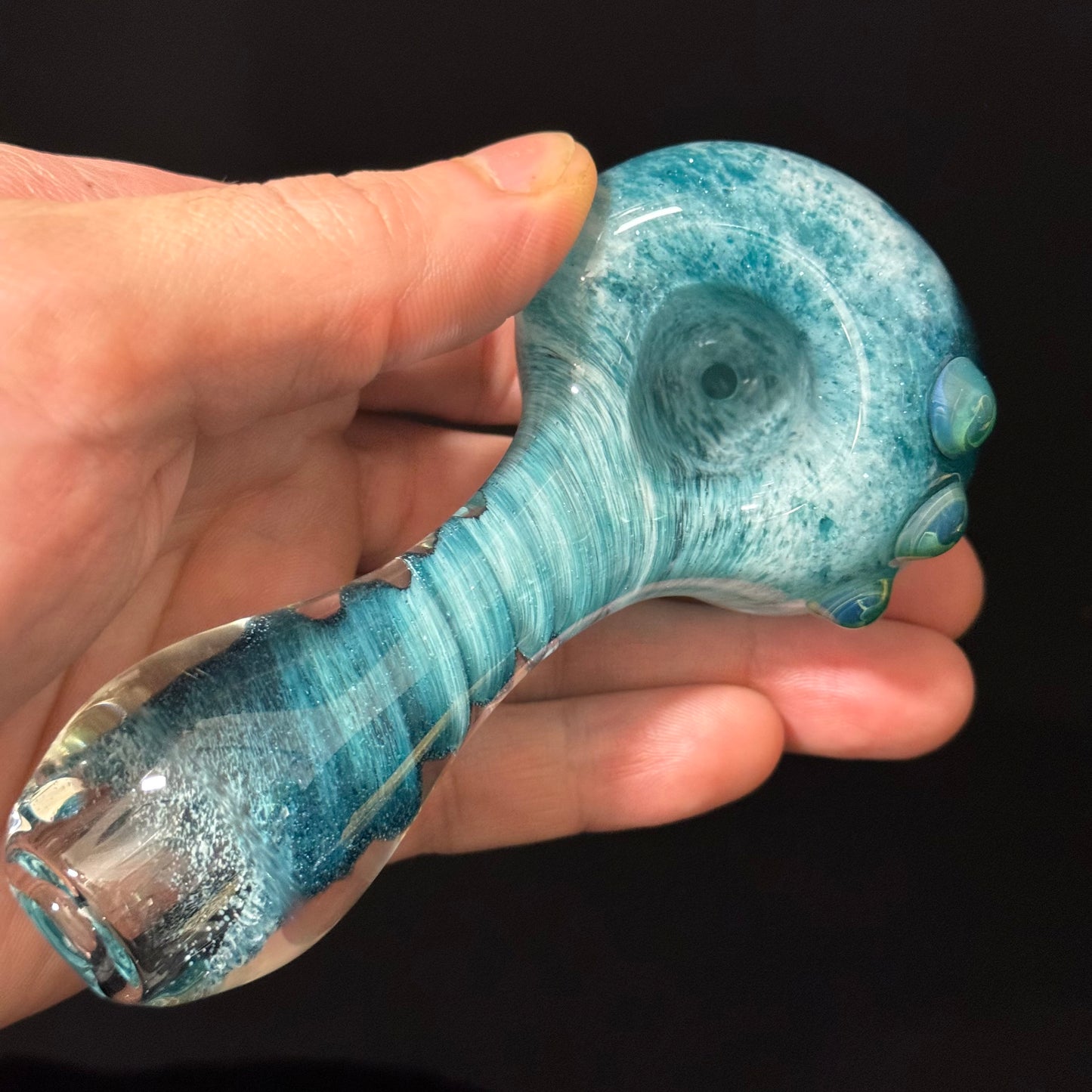 Heavy Inside out Sparkle Blue & White Glass Pipe Heady Pipe Hand Blown