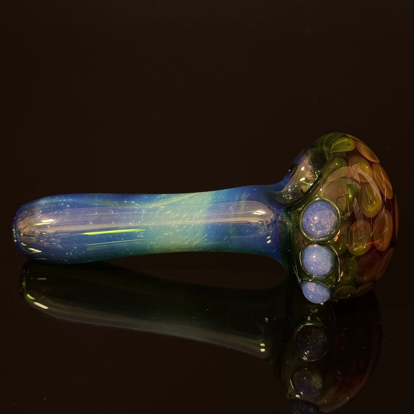 Amber Green Honeycomb Glass Heady Pipe Hand Blown