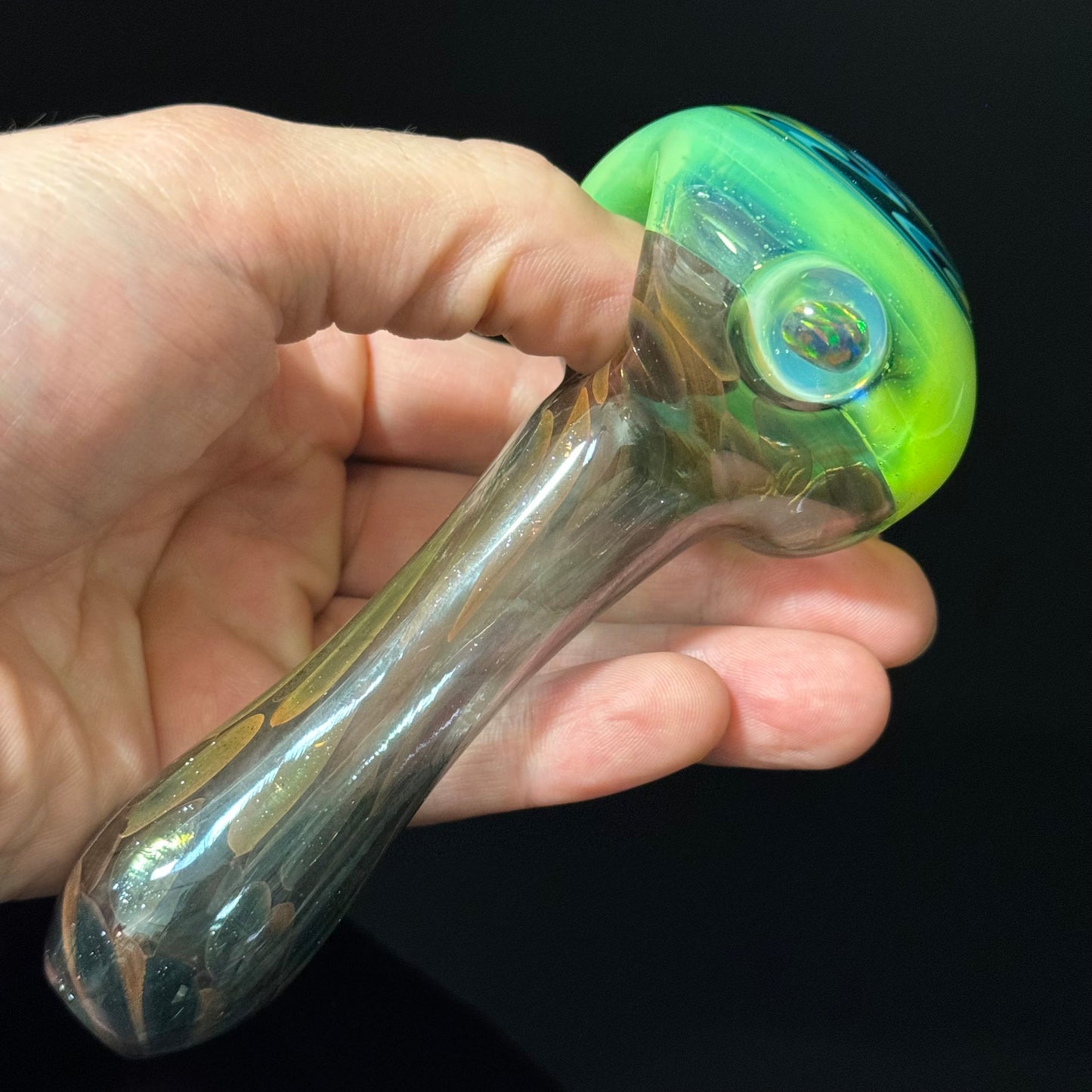 Slyme Color Linework Glass Pipe, Heady Hand Blown with An Opal