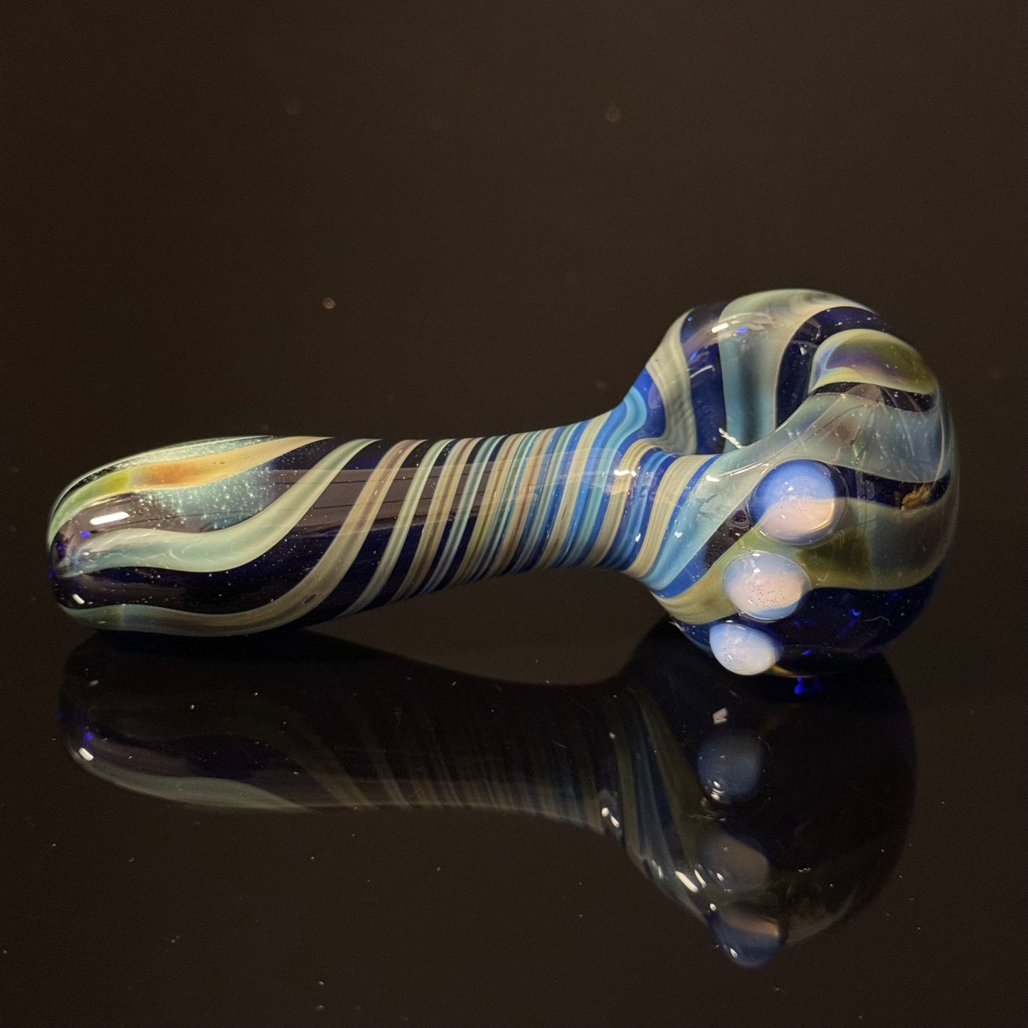 Blue Cobalt Wrapped Color Glass Heady Pipe Hand Blown