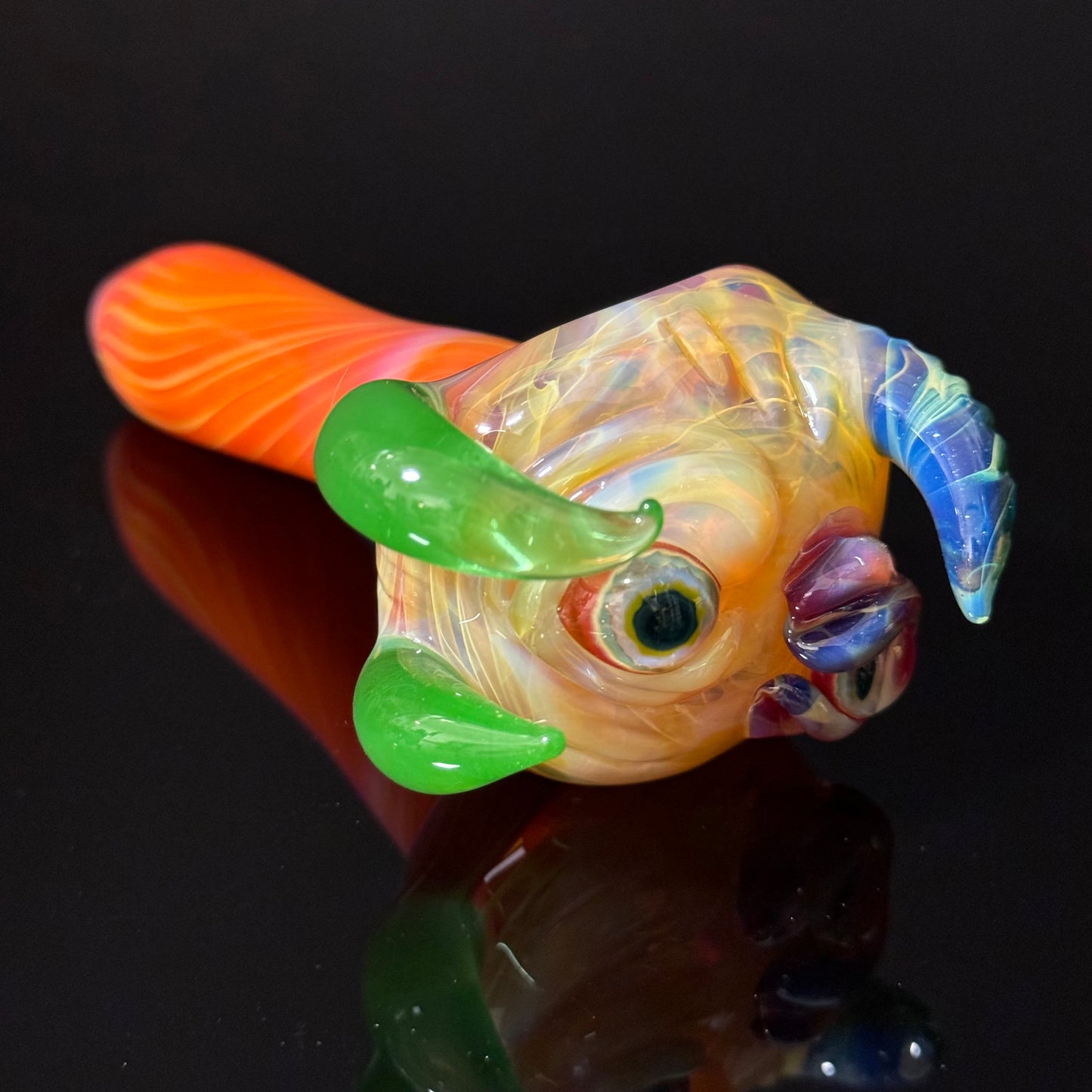 Orange Eyeball Monster Glass Heady Pipe Hand Blown