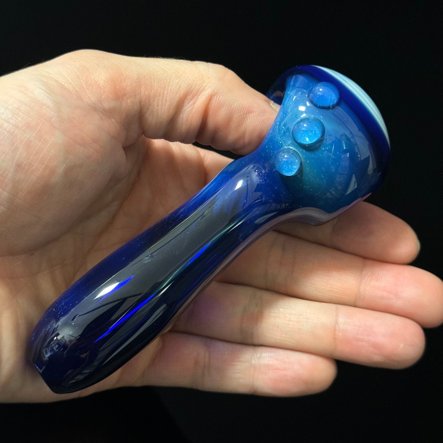 Blue Fumed Cobalt Wrapped Color Glass Heady Pipe Hand Blown