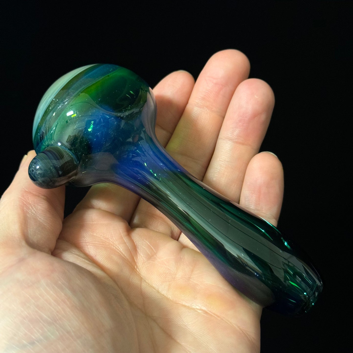 Blue Fumed Cobalt Wrapped Color Glass Heady Pipe Hand Blown