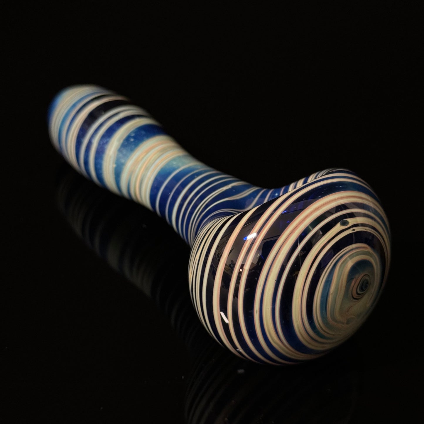 Blue Cobalt Wrapped Color Glass Heady Pipe Hand Blown