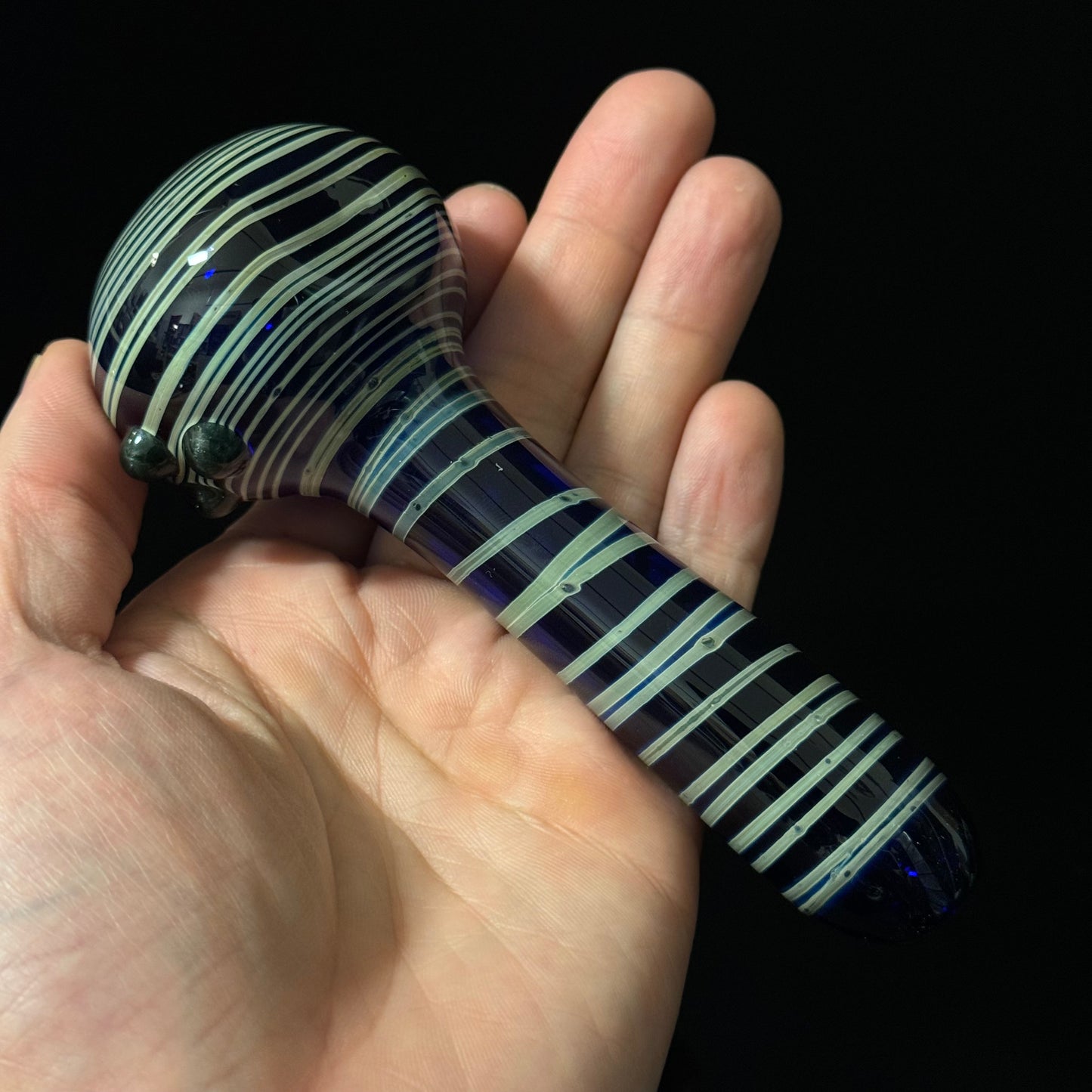 Blue Cobalt Wrapped Color Glass Heady Pipe Hand Blown