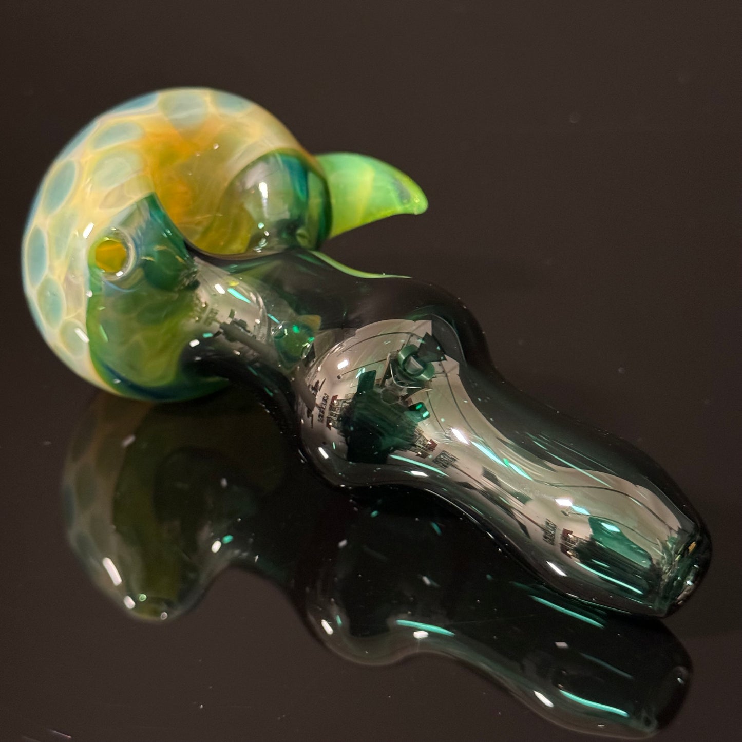 Green Honeycomb Glass Heady Pipe Hand Blown