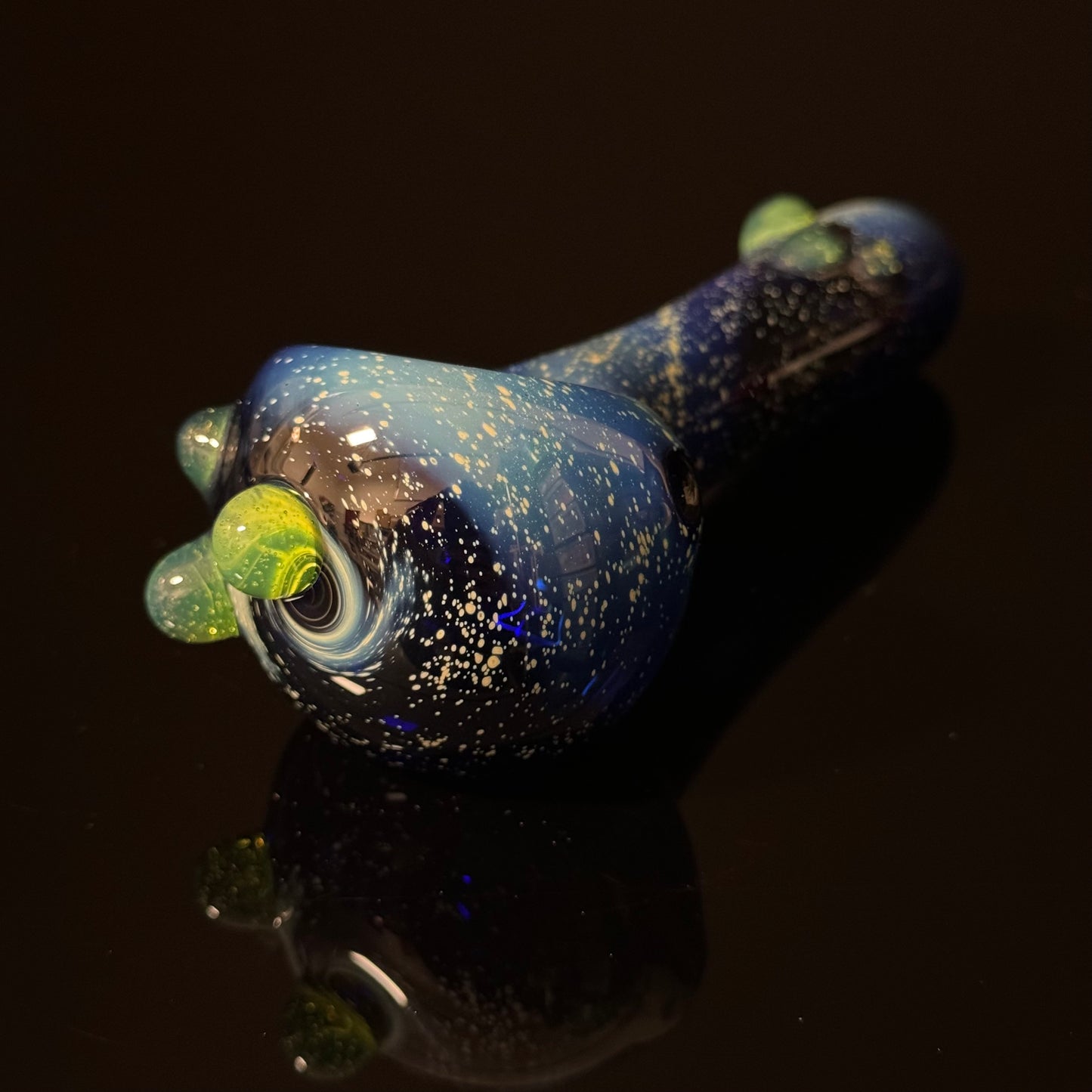 Blue with Slyme Space Galaxy Nebula Glass Pipe Silver Fumed Glass Pipe, Heady Hand Blown