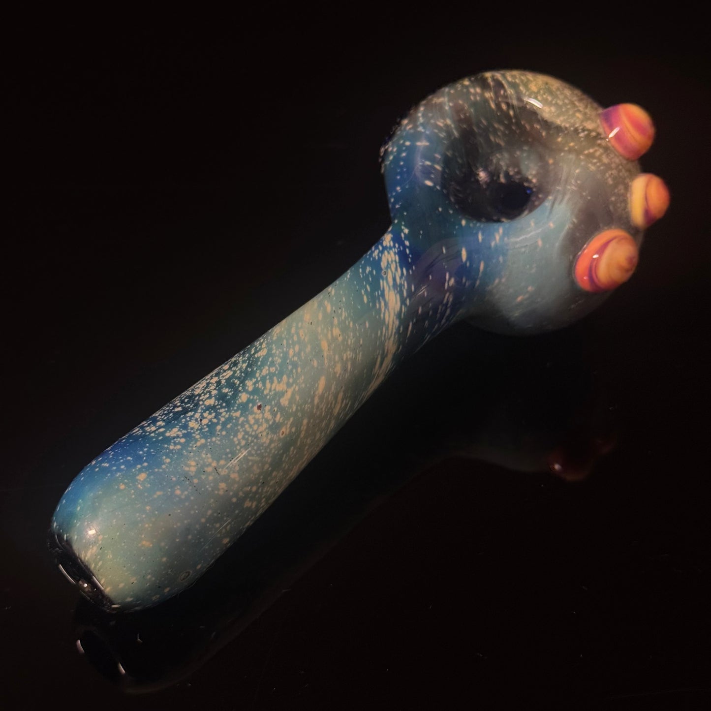 Blue with Slyme Space Galaxy Nebula Glass Pipe Silver Fumed Glass Pipe, Heady Hand Blown