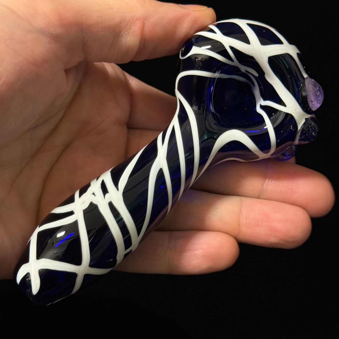 Blue Cobalt Wrapped Color Glass Heady Pipe Hand Blown