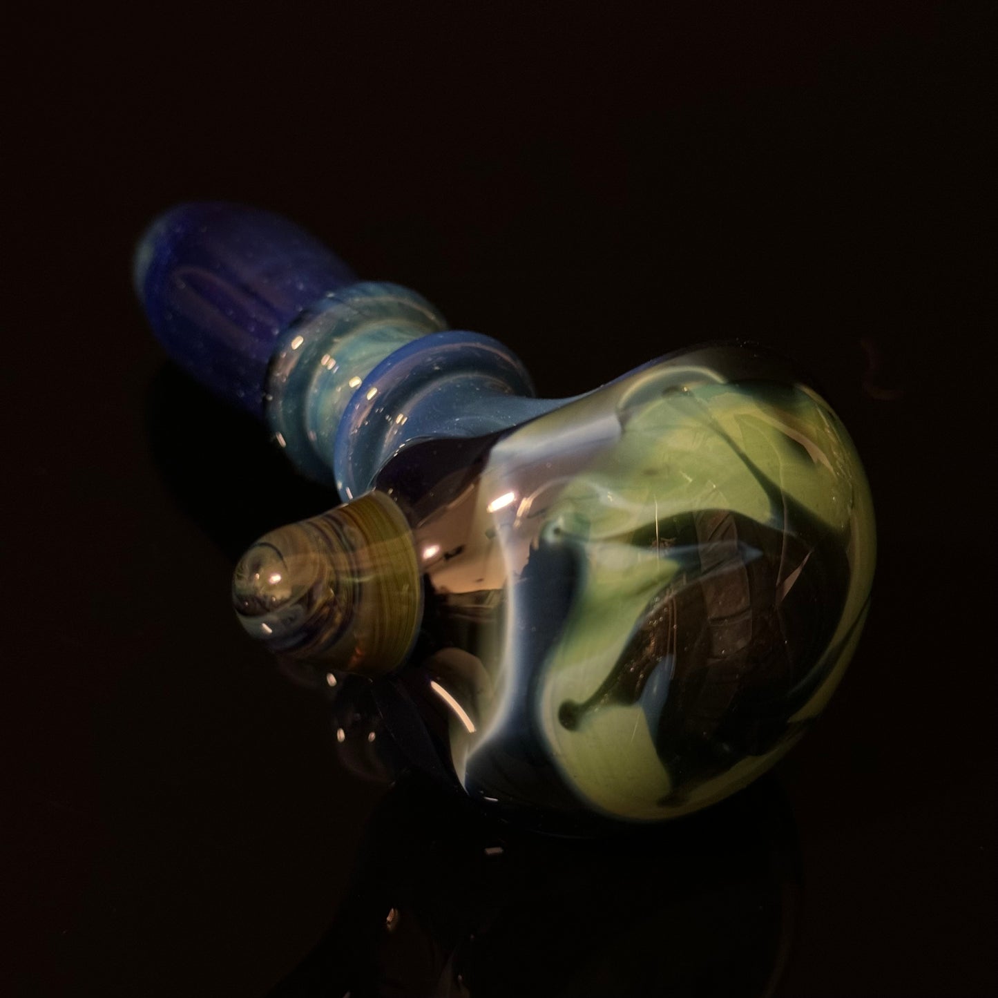 Blue & Green Sparkle Cobalt Wrapped Color Glass Heady Pipe Hand Blown