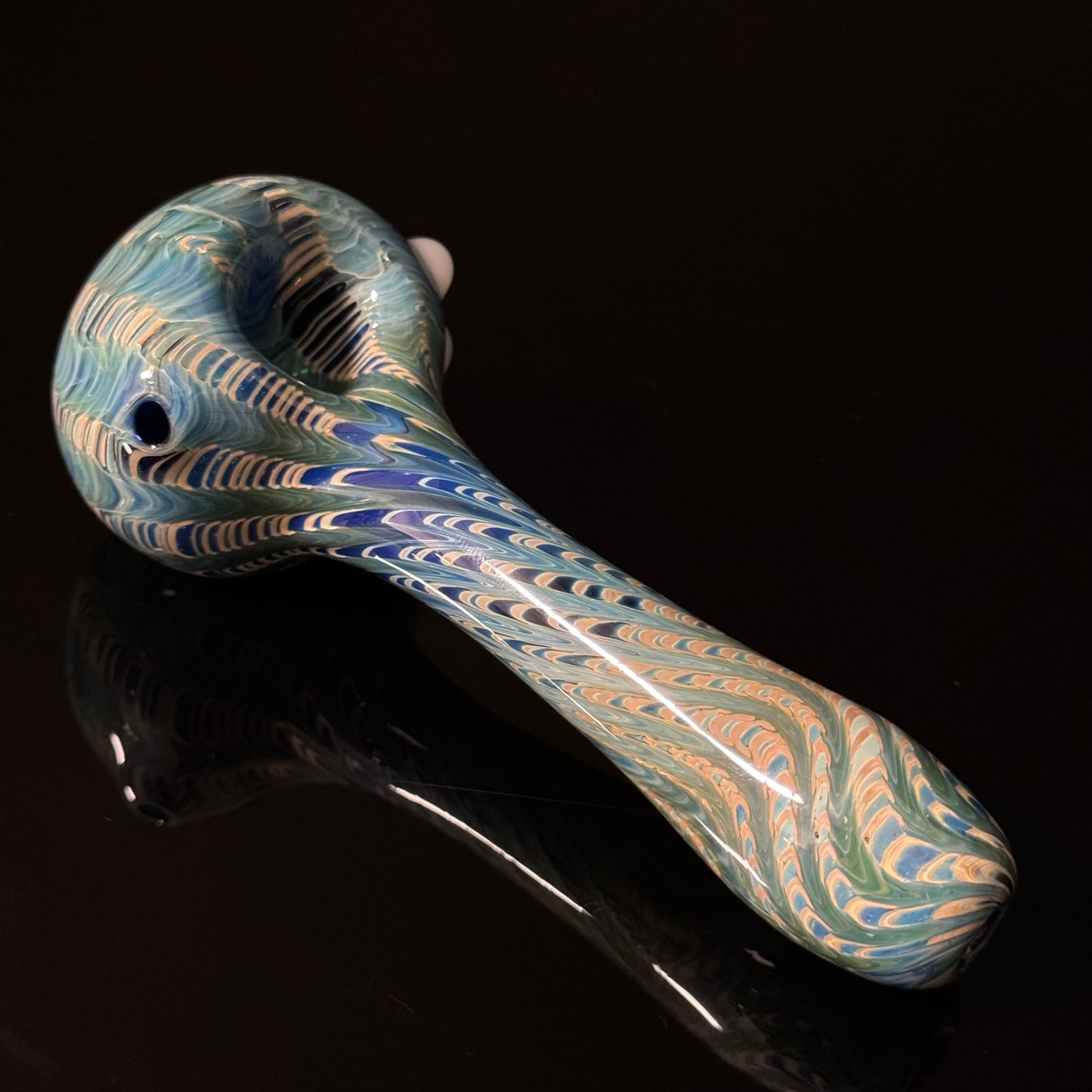 Blue & Green Cobalt Wrapped Color Glass Heady Pipe Hand Blown