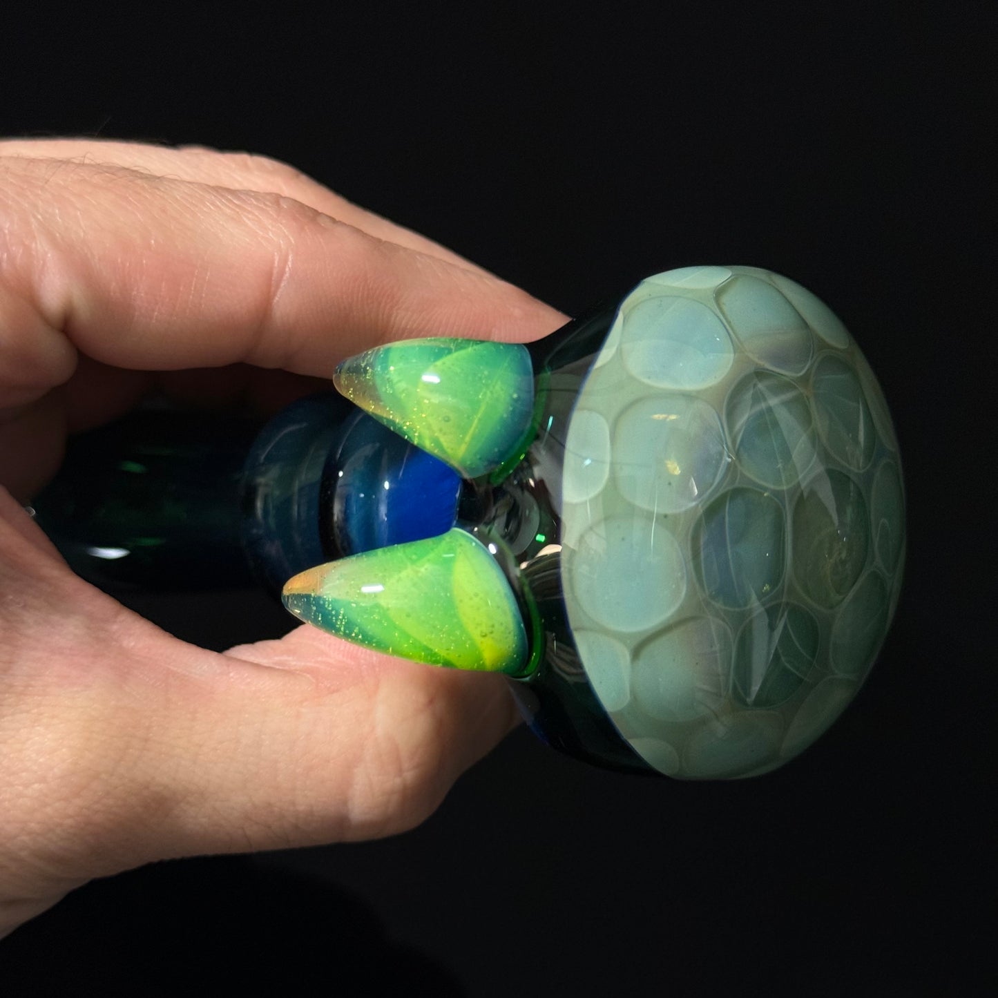 Blue Green Honeycomb Glass Heady Pipe Hand Blown