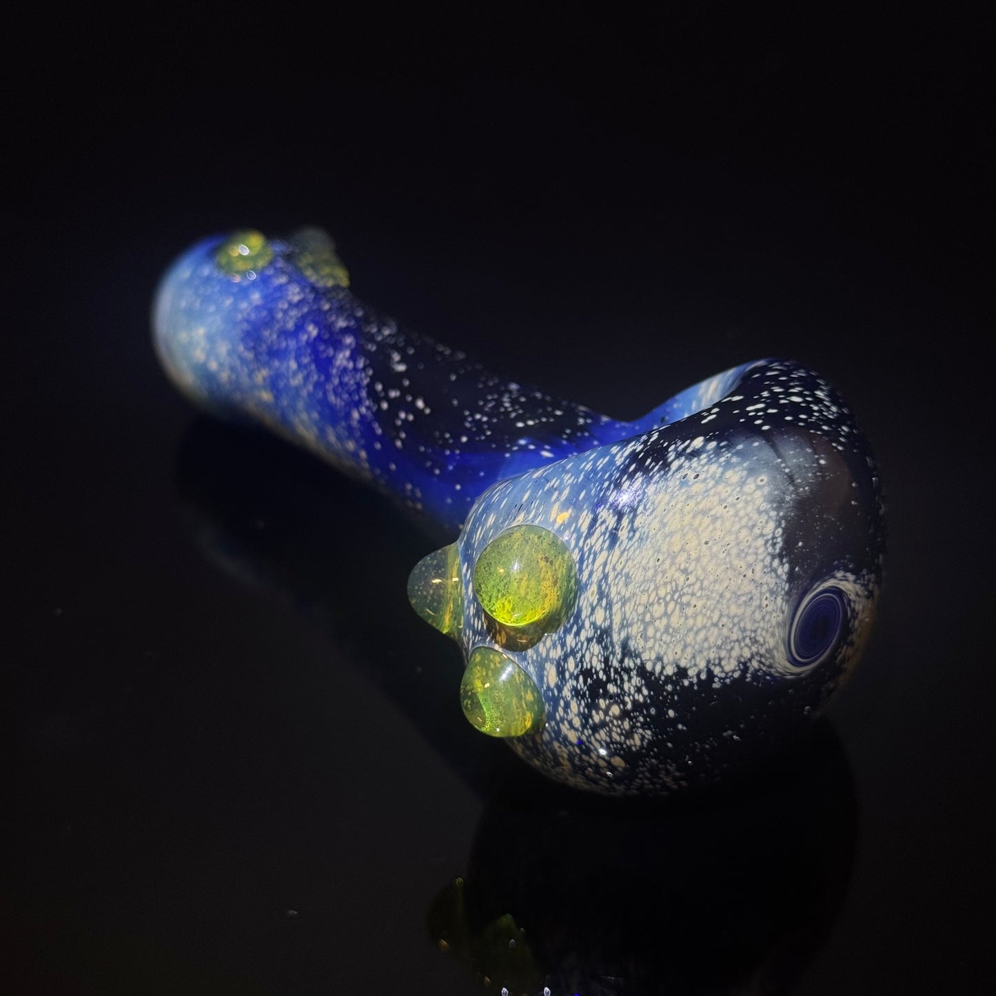 Galaxy Pipe Cobalt Space Pipe W/ Color Change Marbles - Slyme to Pink Slyme Fumed Cobalt Glass Pipe, Heady Hand Blown