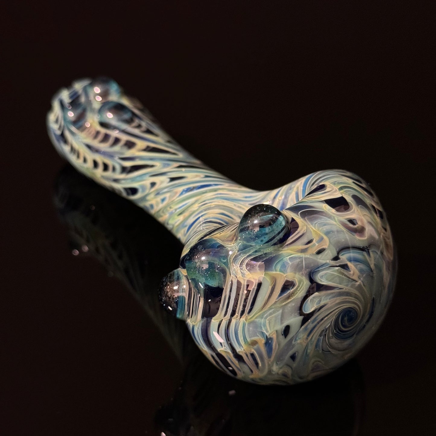 Blue Cobalt Wrapped Color Glass Heady Pipe Hand Blown