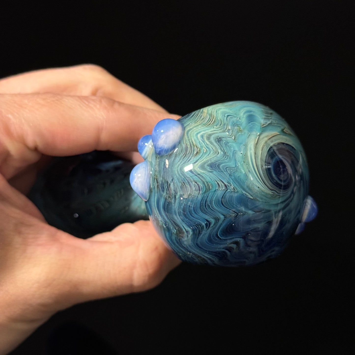 Blue Cobalt Wrapped Color Glass Heady Pipe Hand Blown