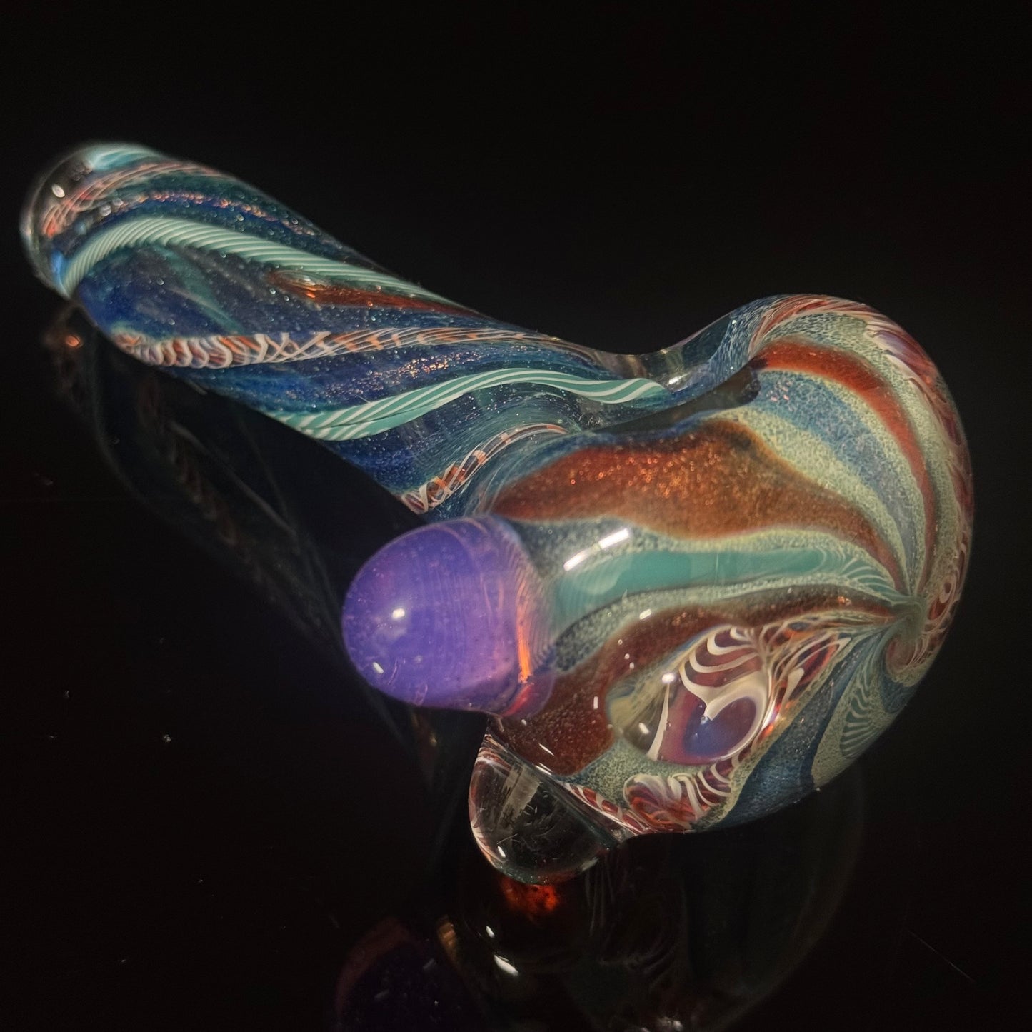 Heavy Inside out Dichro Sparkle Blue & White Glass Pipe Heady Pipe Hand Blown