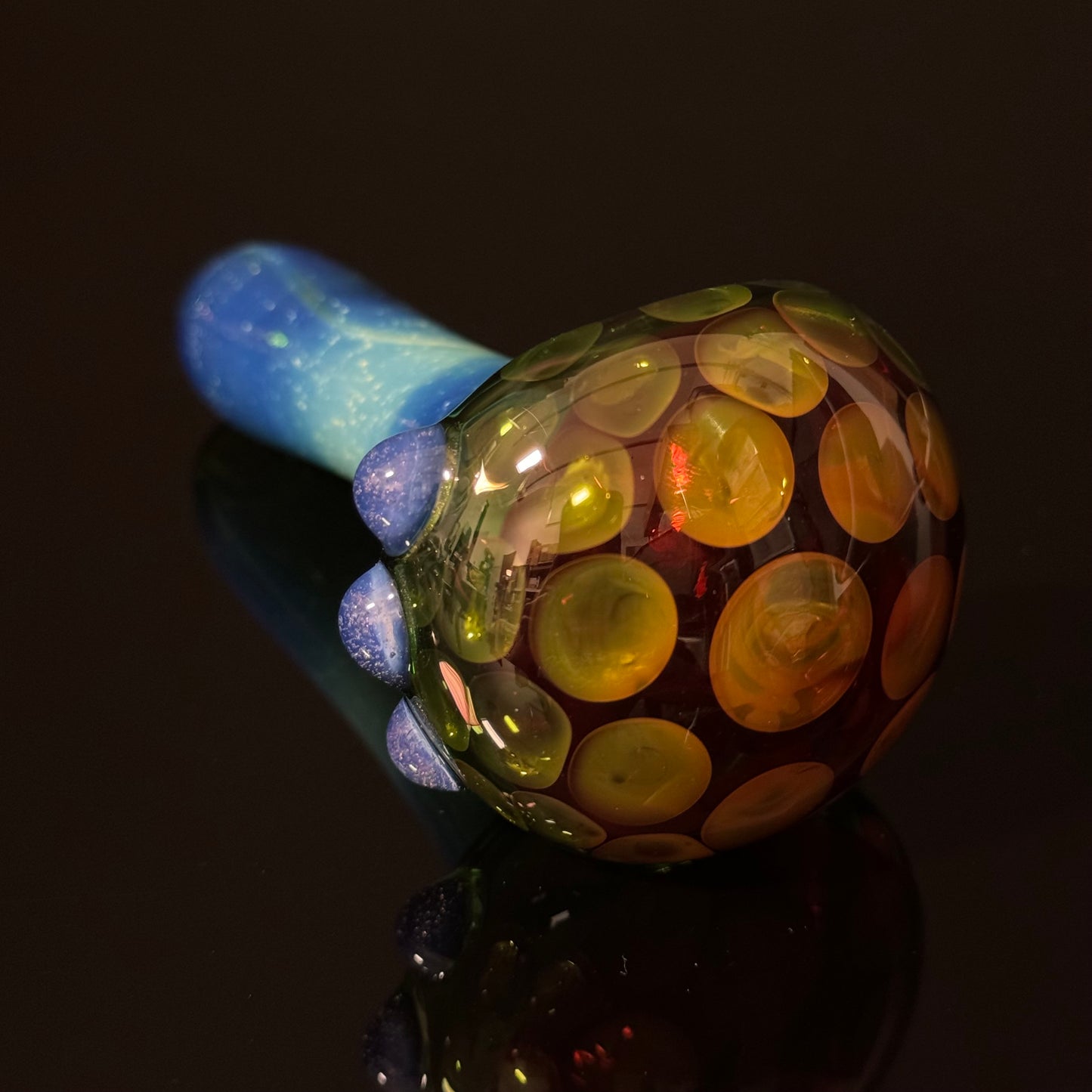 Amber Green Honeycomb Glass Heady Pipe Hand Blown